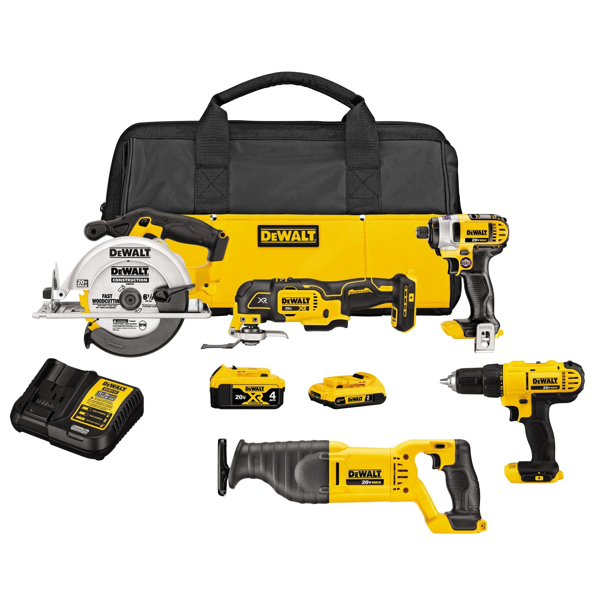 DEWALT 20V MAX Power Tool Combo Kit, 5-Tool Cordless Power Tool Set with Battery and Charger (DCK551D1M1)