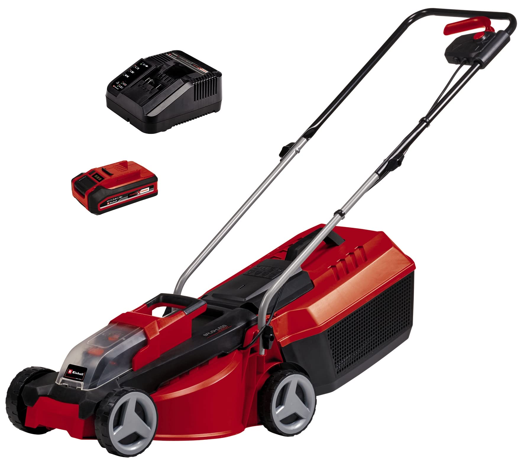Einhell Cordless lawnmower GE-CM 18/30 Li Kit Power X-Change (18 V, 30 cm cutting width, up to 150 m², brushless, 25L collection bag, 30-70 mm cutting height, incl. 3.0 Ah battery and charger)