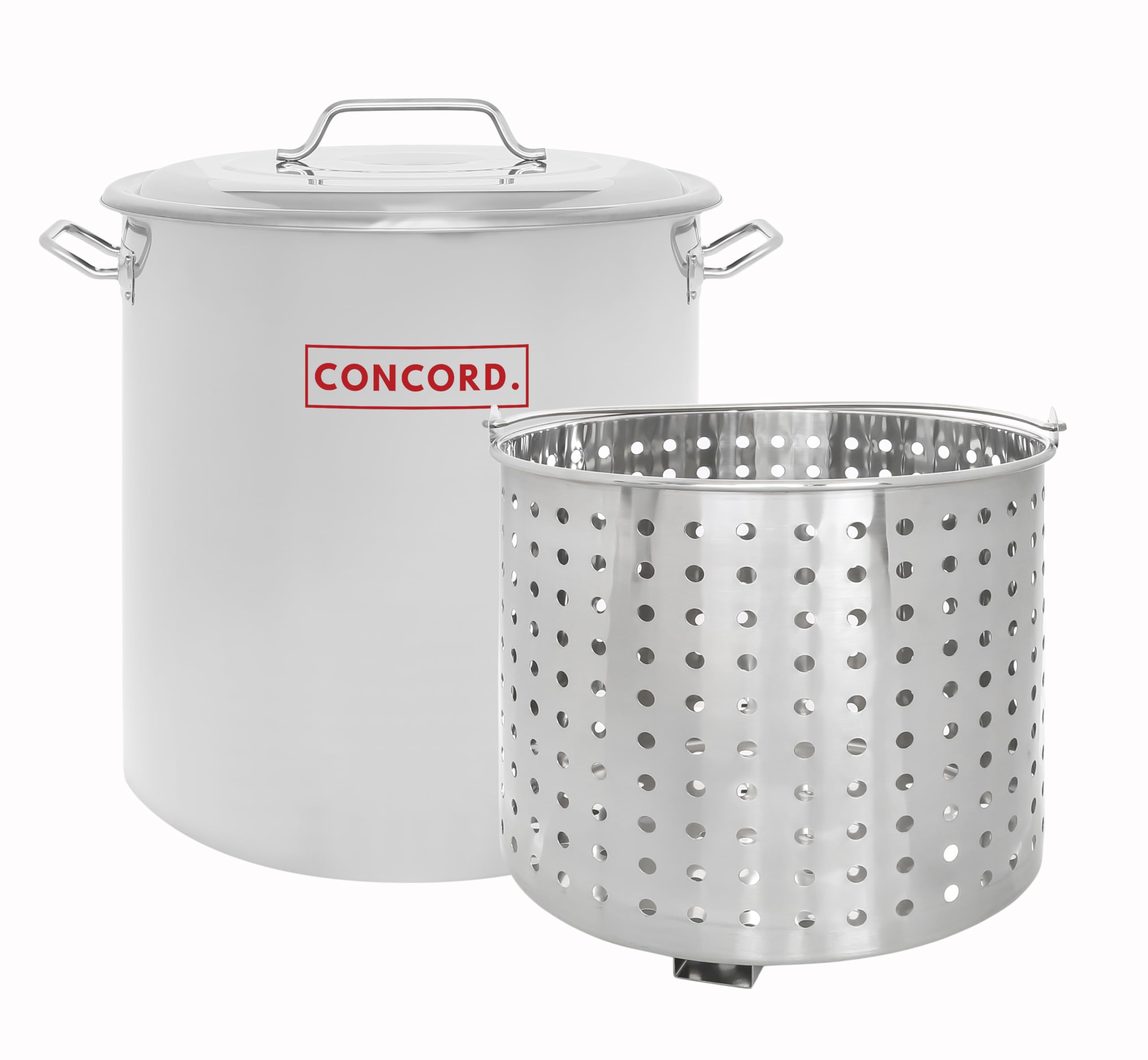 CONCORD Stainless Steel Stock Pot w/Steamer Basket. Cookware great for boiling and steaming (120 Quart)