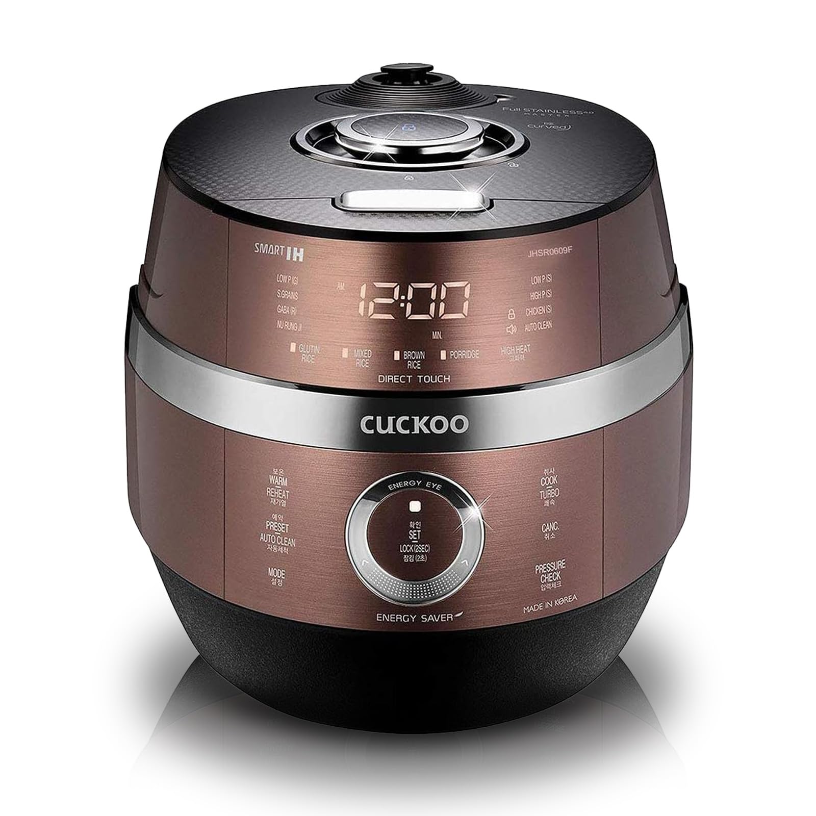 CUCKOO CRP-JHR1009F 10-Cup (Uncooked) / 20-Cup (Cooked) Induction Heating Pressure Rice Cooker with Nonstick Inner Pot, 16 Menu Options, Fuzzy Logic Tech, 3 Voice Guide, Auto Clean (Copper/Black)