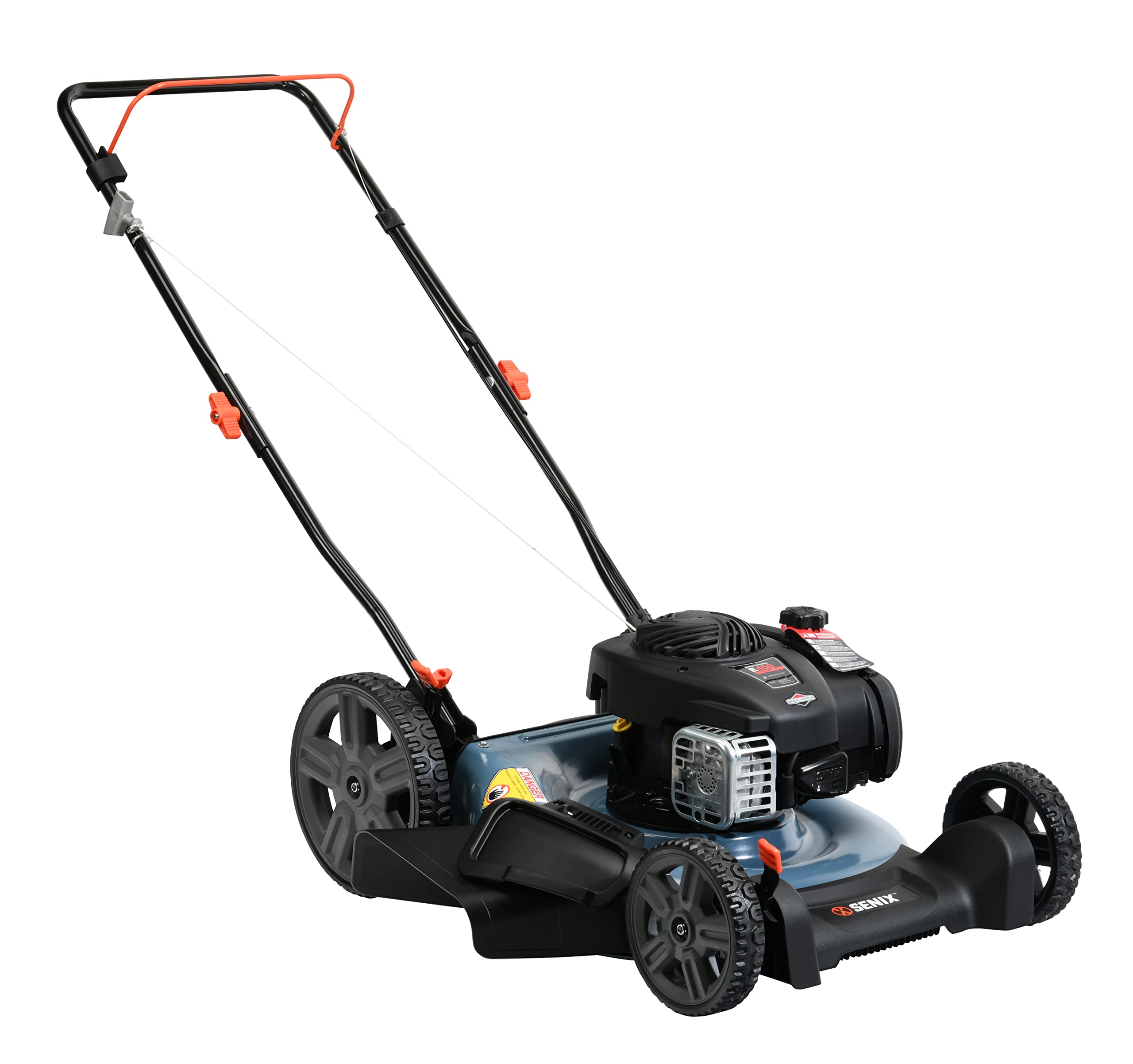 SENIX 21-Inch Gas Push Lawn Mower with 140 cc 4-Cycle Briggs & Stratton Engine, Mulching and Side Discharge, 6-Position Dual Lever Height Adjustment (LSPG-M6)