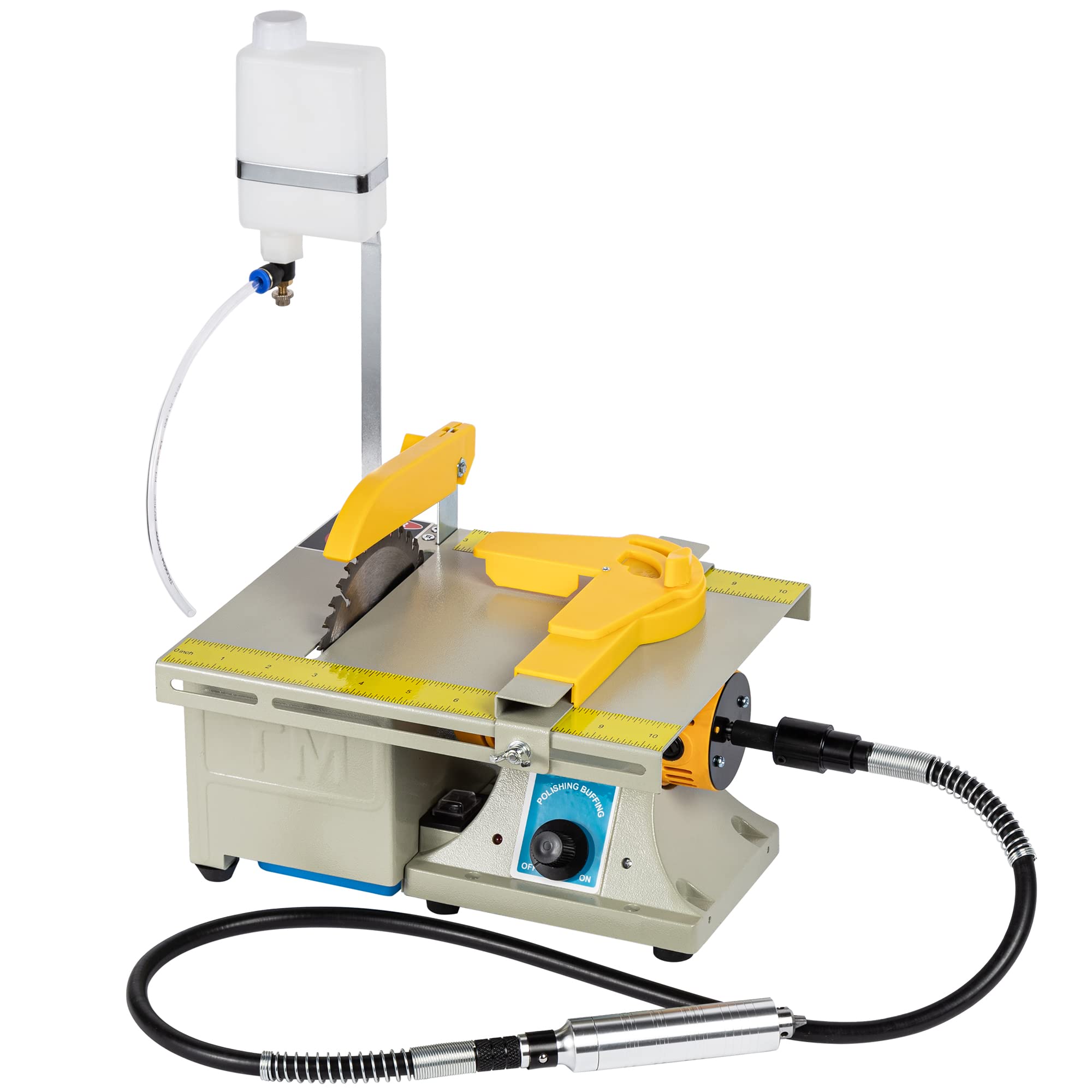 Jewelry Lapidary Saw for Cutting Rocks DIY Lapidary Equipment, 110V Mini Table Saws Grinder Polishing Machine 0-10000r/min with Flexible Shaft,Left Benchtop