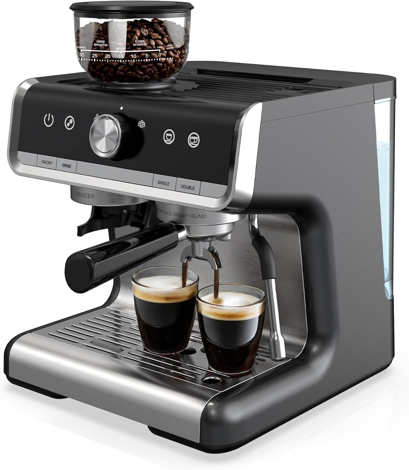 Espresso Machine, 20 Bar Semi Automatic Espresso Machine With Grinder and Milk Frother Wand, Professional Espresso Maker Coffee Machine With 95oz Removable Water Tank