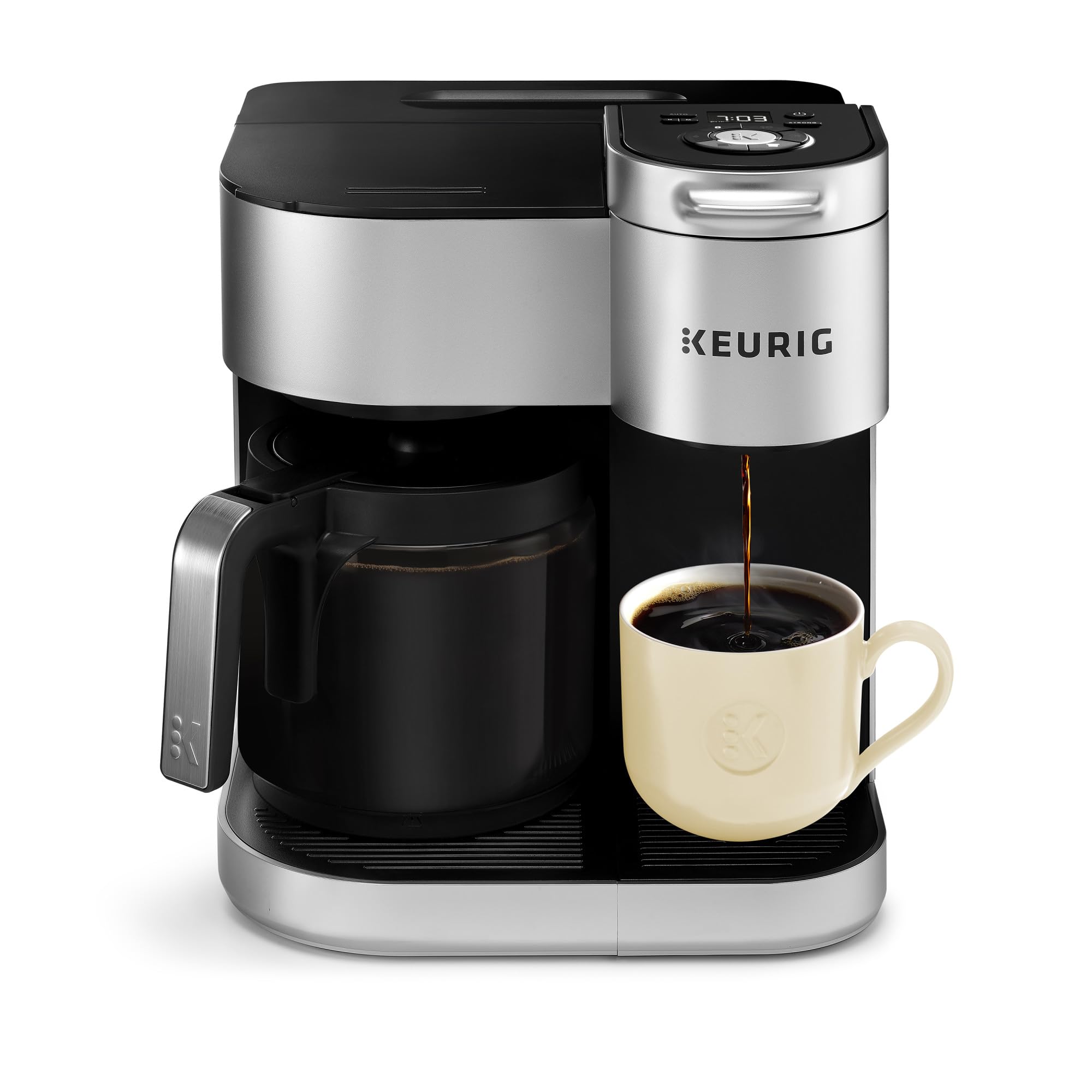 Keurig K-Duo Special Edition Single Serve K-Cup Pod & Carafe Coffee Maker, Multiple Brew Sizes, Sleek Silver Colored Finish, 60oz Removable Reservoir, Silver
