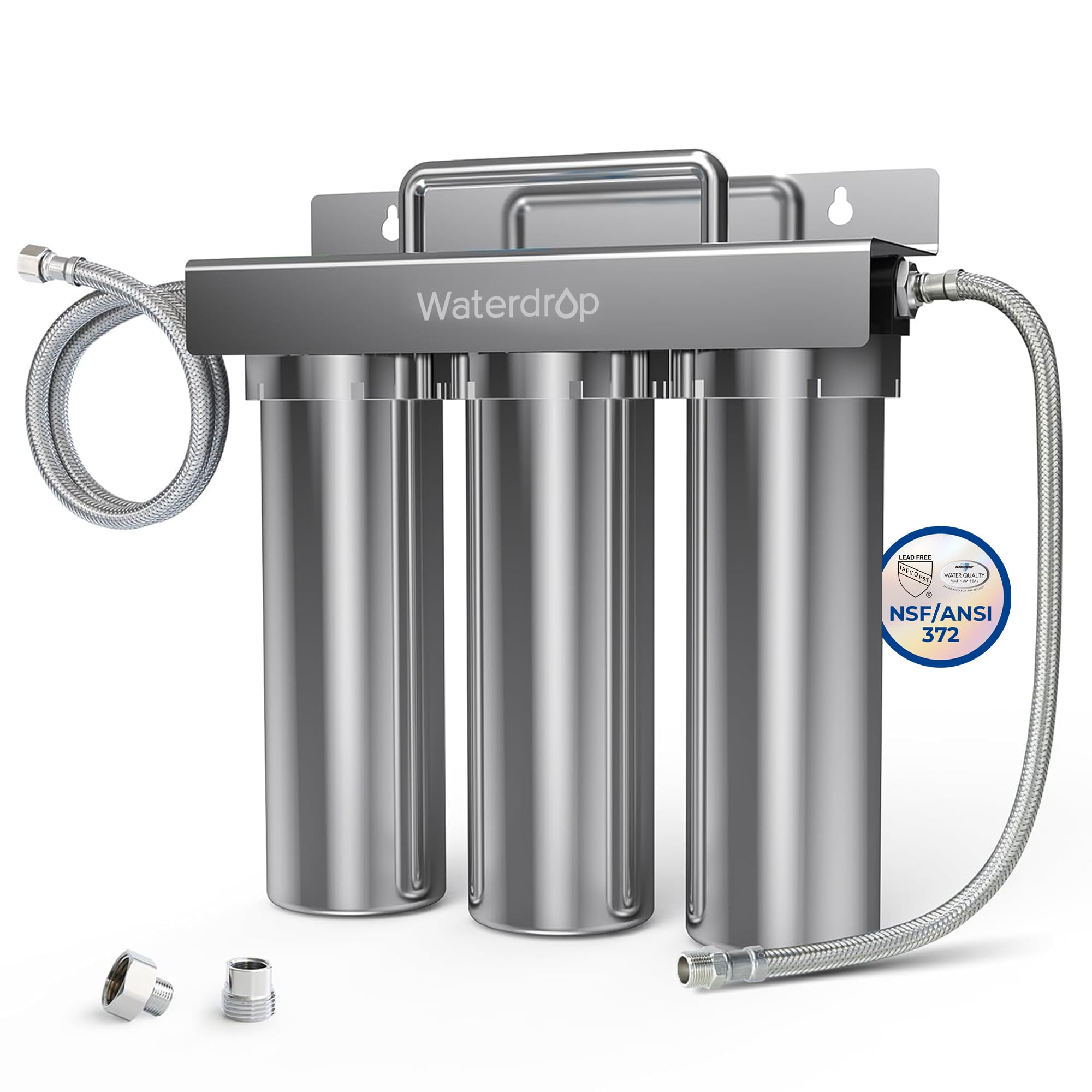 Waterdrop TST-UF 0.01μm Ultra-Filtration Under Sink Water Filter, Stainless Steel Water Filter for Sink, 5X Service Life, 99.99% of Contaminants Larger Than 0.01μm, Direct Connect to Kitchen Faucet