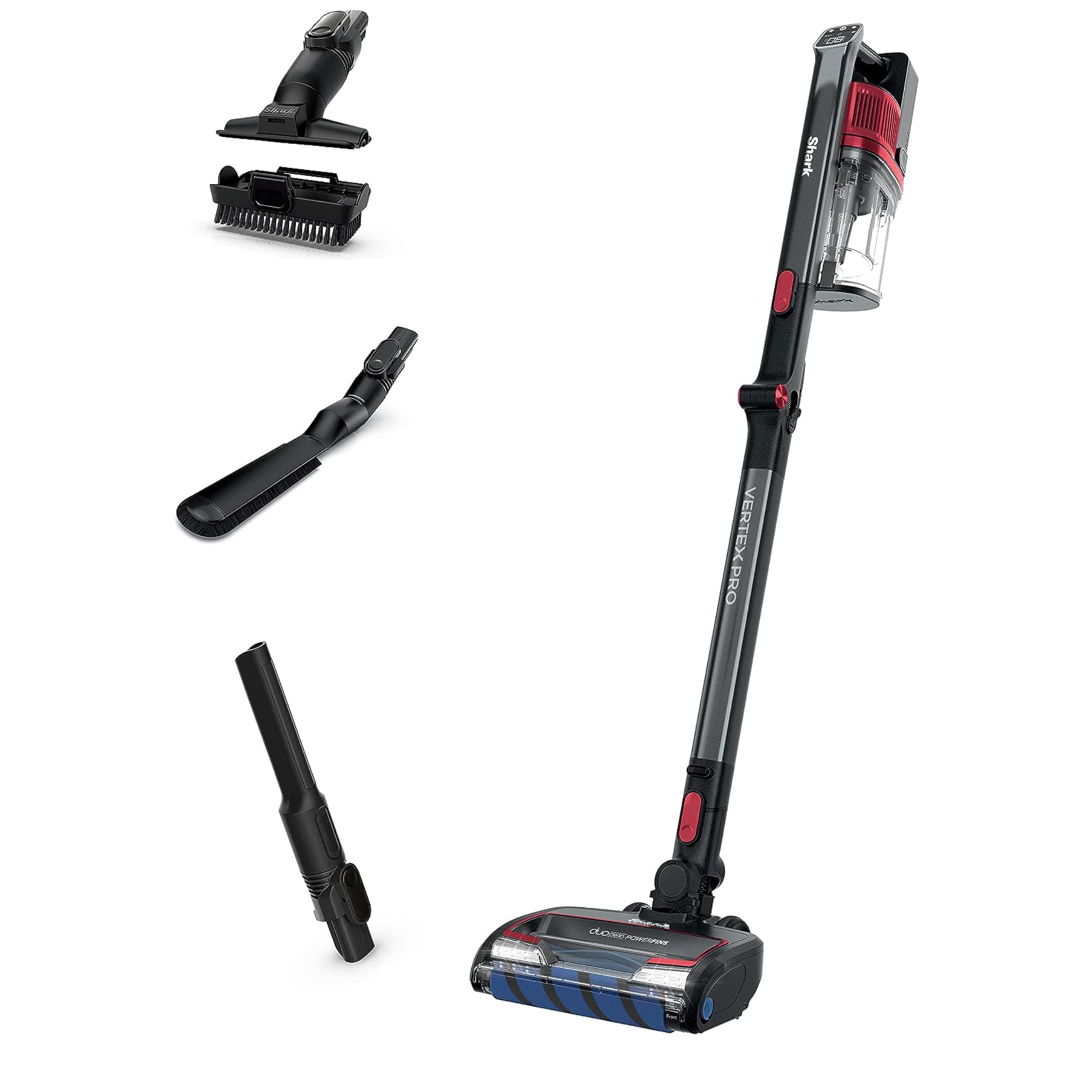 Shark Cordless Vertex Pro Lightweight Cordless Stick Vacuum with DuoClean PowerFins, HEPA Fitler, Anti-Allergen Complete Seal, LED Headlights, For Carpets & Hardfloors, Red, IZ662H