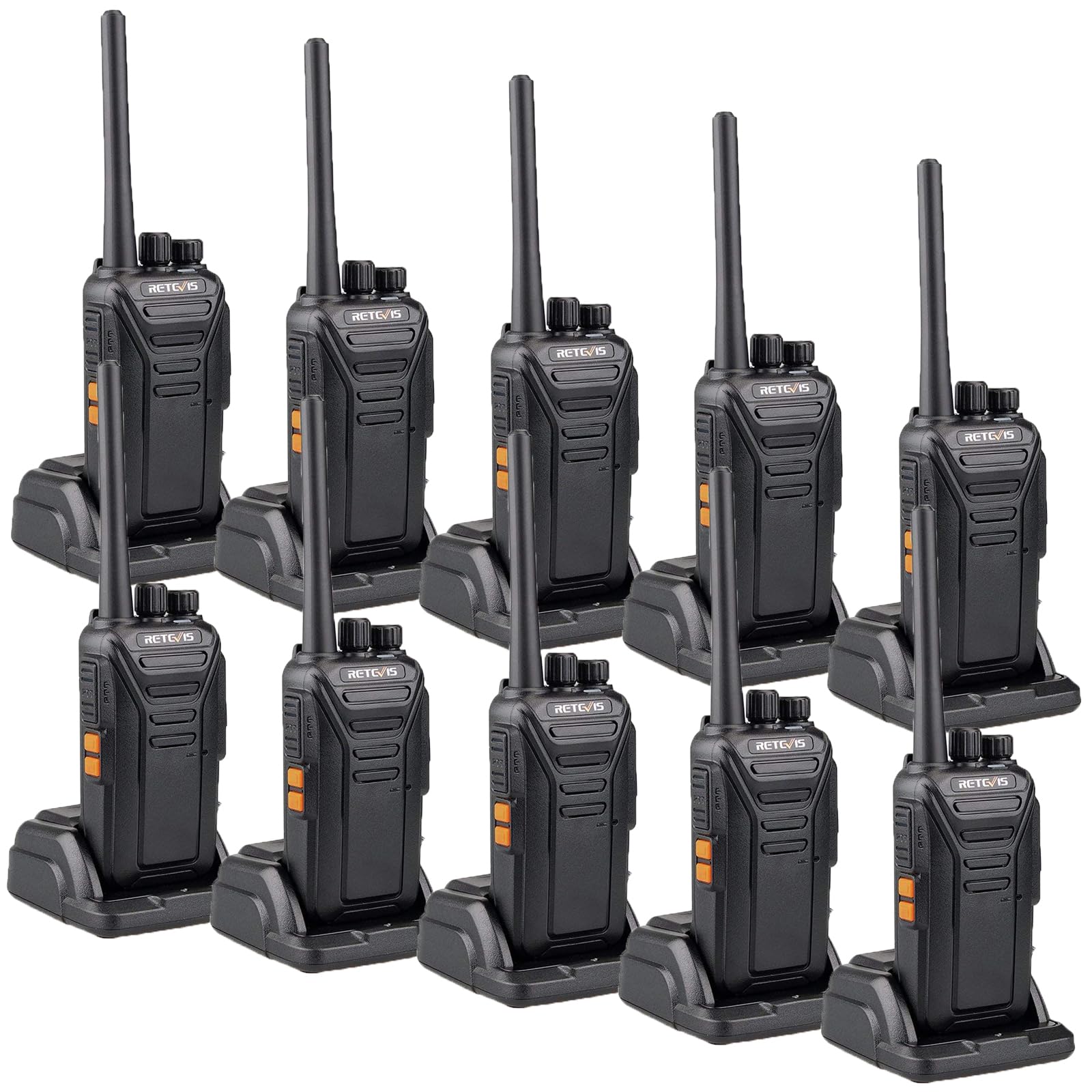 Retevis RT27 Walkie Talkies Long Range,Portable FRS Two-Way Radios,VOX Hands-Free,USB Charger Base,2 Way Radio Rechargeable for Business Retail School Healthcare (10 Pack)