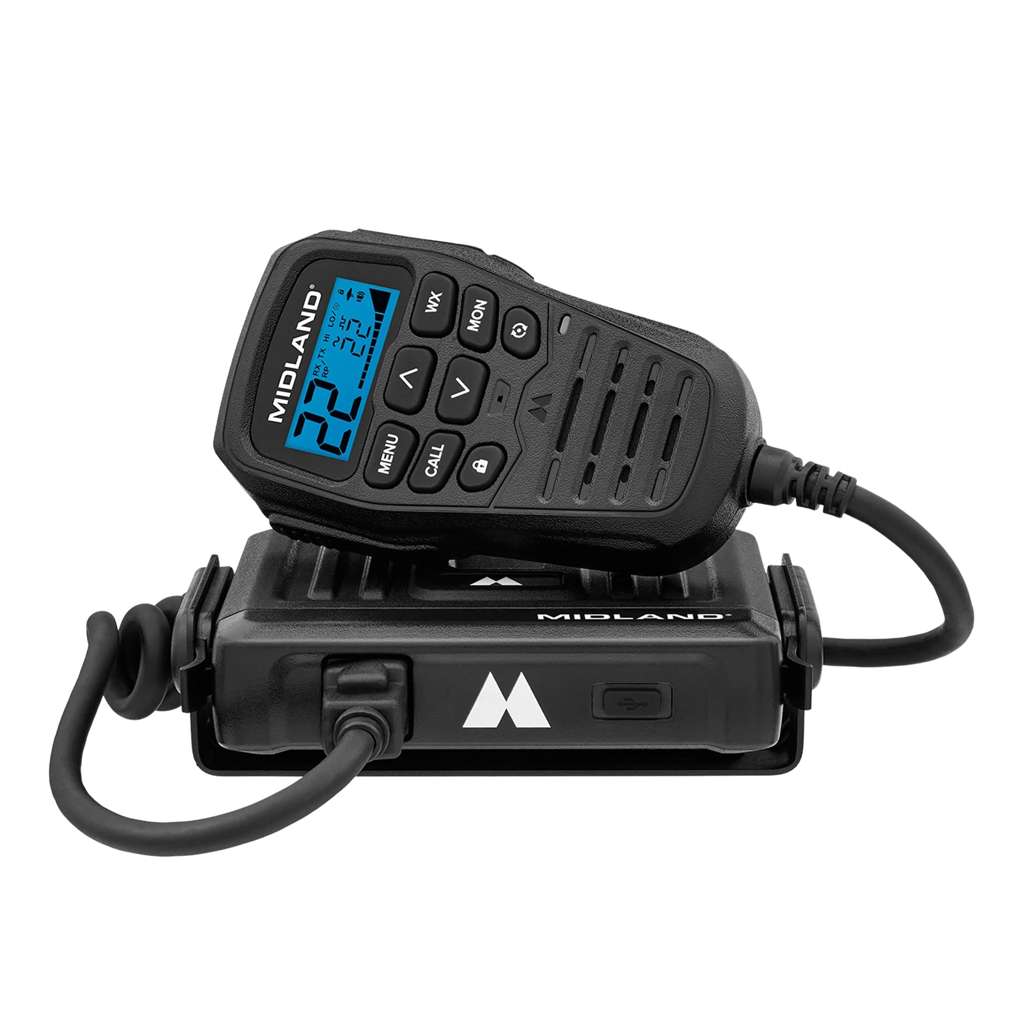 Midland – MXT275 MicroMobile® GMRS Radio – 15 watts Two-Way Radio with Integrated Control Microphone – Overland Caravanning Tractors – Detachable External Magnetic Mount Antenna - 8 Repeater Channels