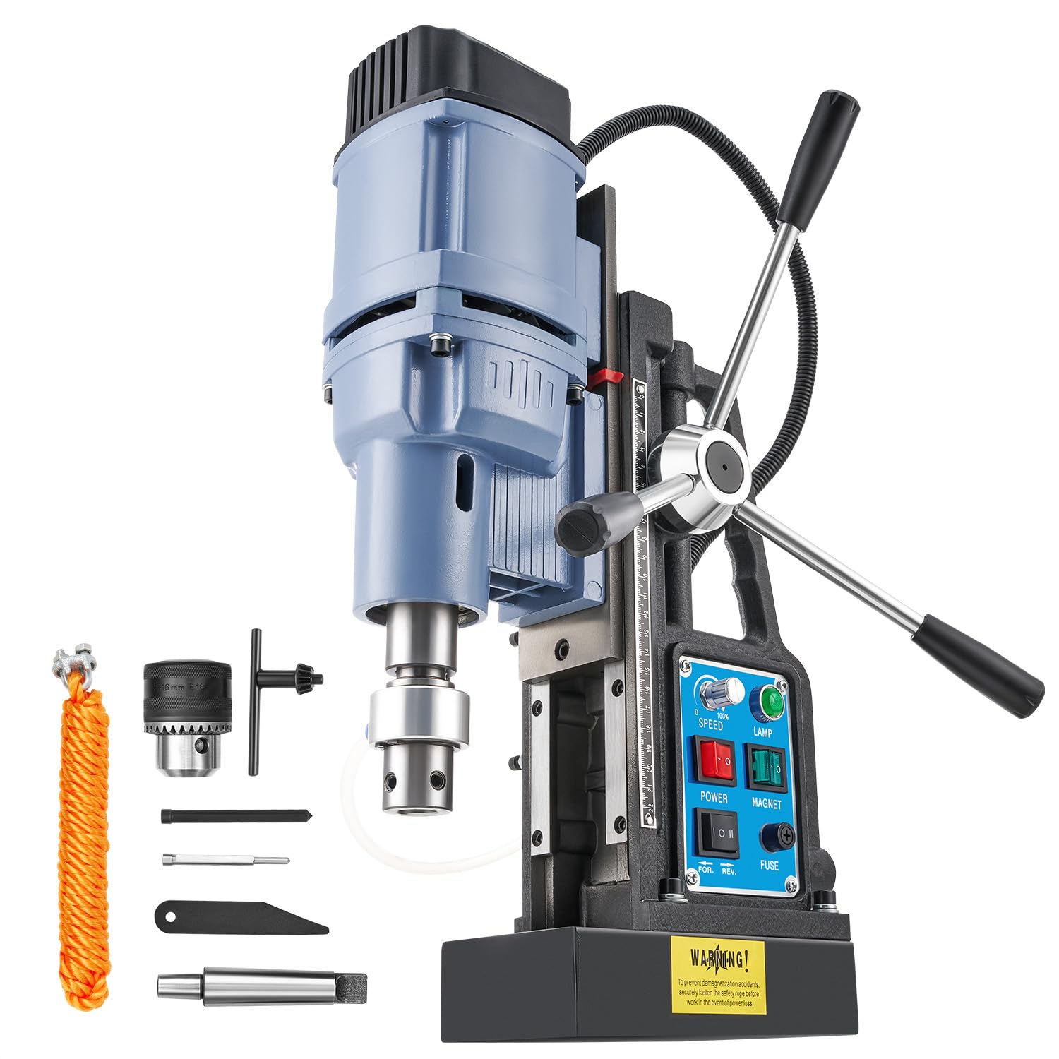 ZELCAN 1550W Mag Drill Press with 2" Dia. 3125 lbf/13900N Mag Force, 650 rpm Power Magnetic Drill with Stepless Speed & Reversible Direction for Metal Surface