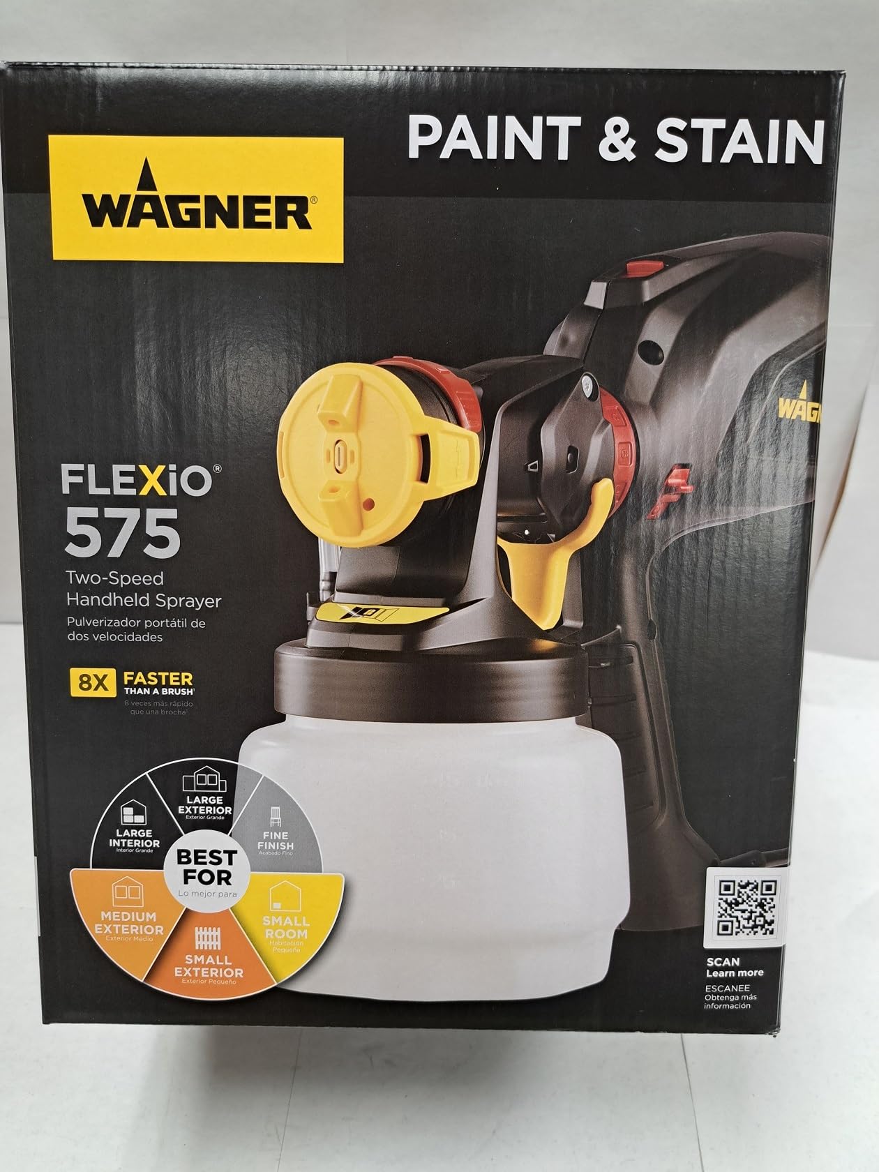 Wagner 2419305 Flexio 575 Hand-Held 1.5 Qt 2-Speed Paint/Stain Sprayer, Black