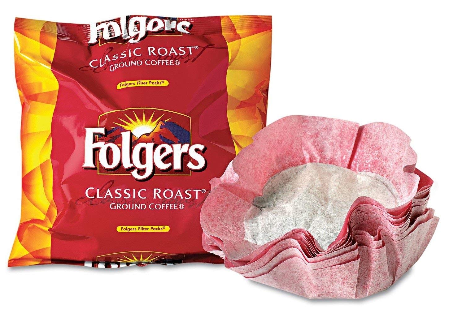 Folgers Classic Roast Filter Packs, Premeasured Ground Coffee and Filter in a Single Pouch, 160 Count (Pack of 4)