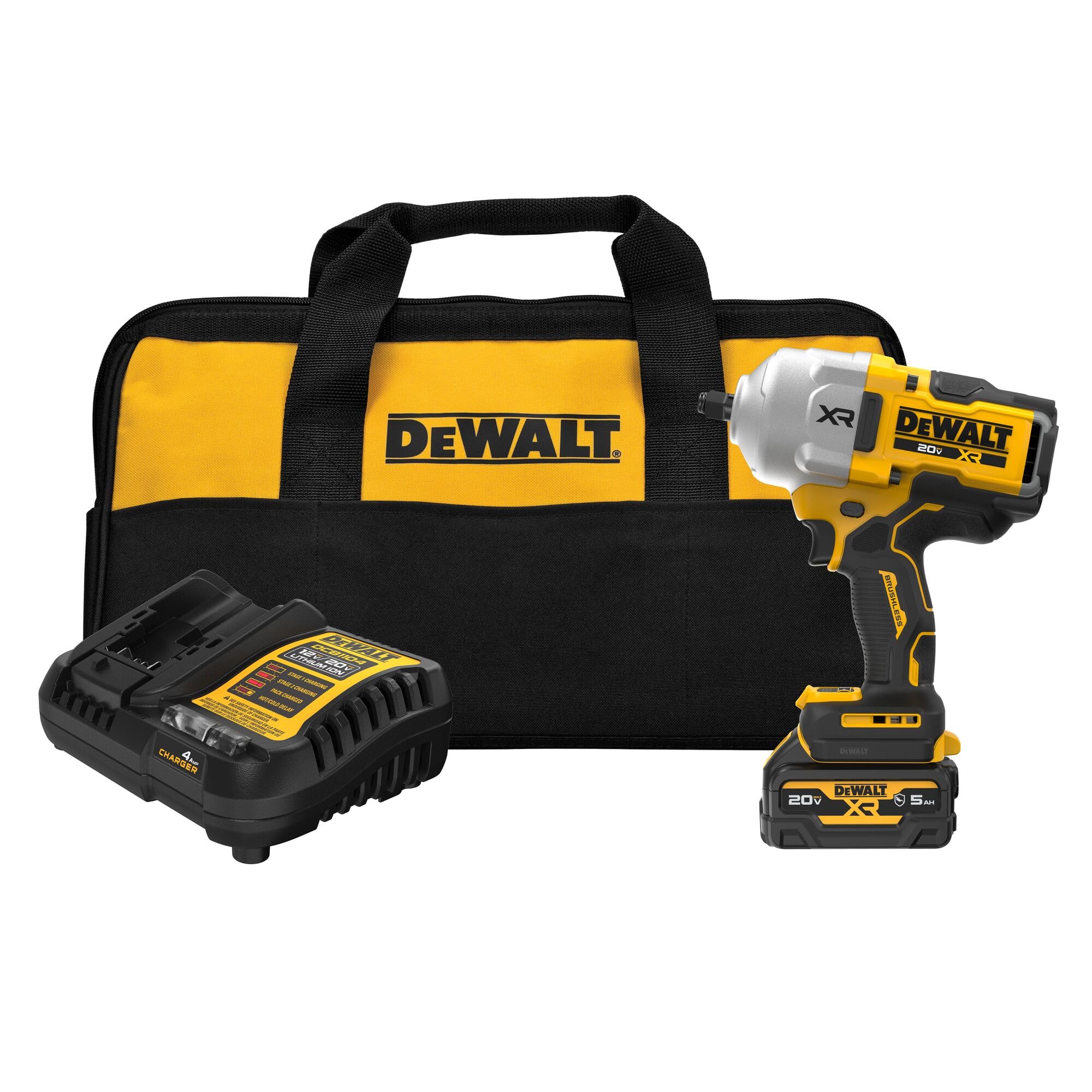 DEWALT 20V MAX XR 1/2 Inch Cordless Impact Wrench Kit with Hog Ring Anvil, Battery and Charger Included (DCF961GP1)