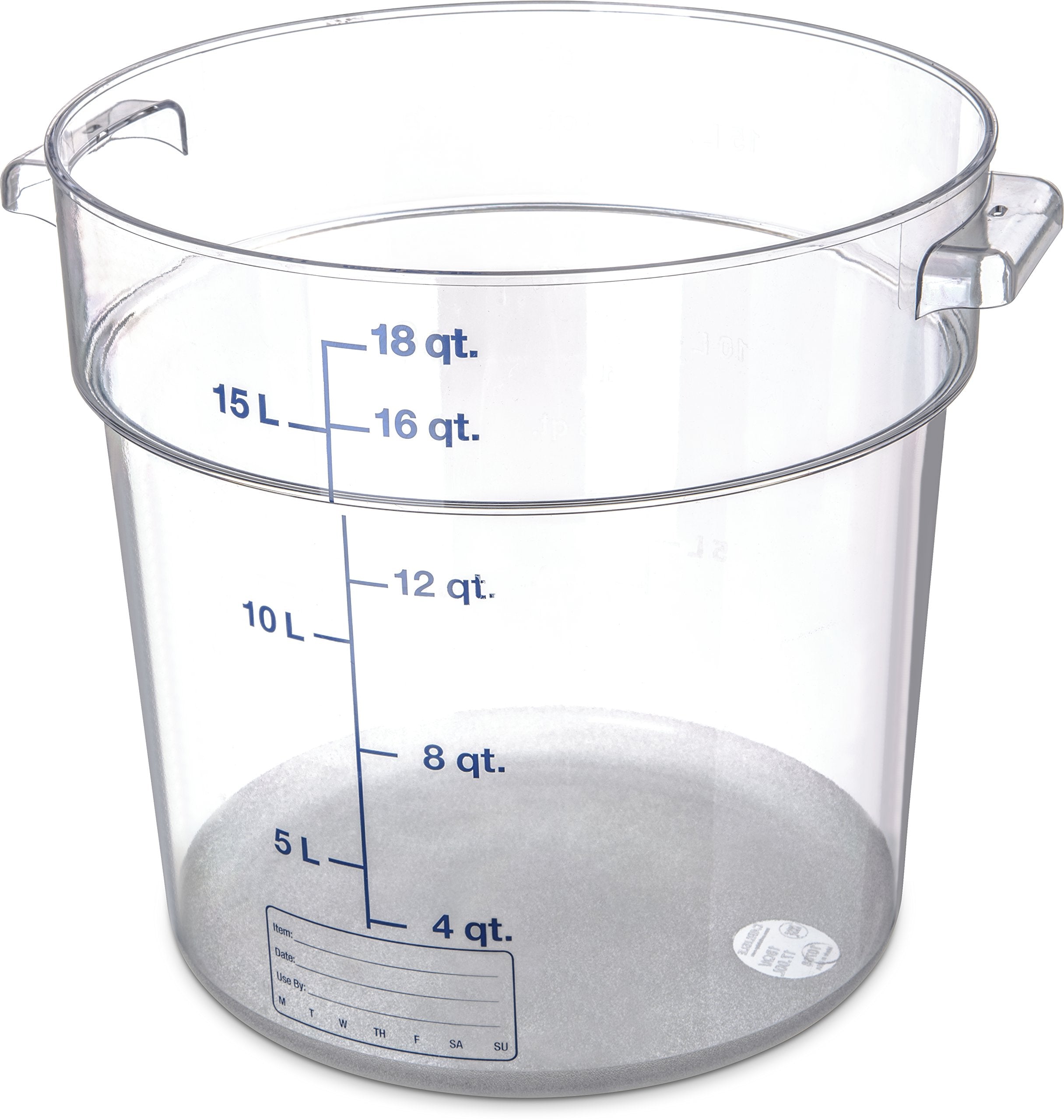 Carlisle FoodService Products Storplus Round Food Storage Container with Stackable Design for Catering, Buffets, Restaurants, Polycarbonate (Pc), 18 Quart, Clear, (Pack of 6)