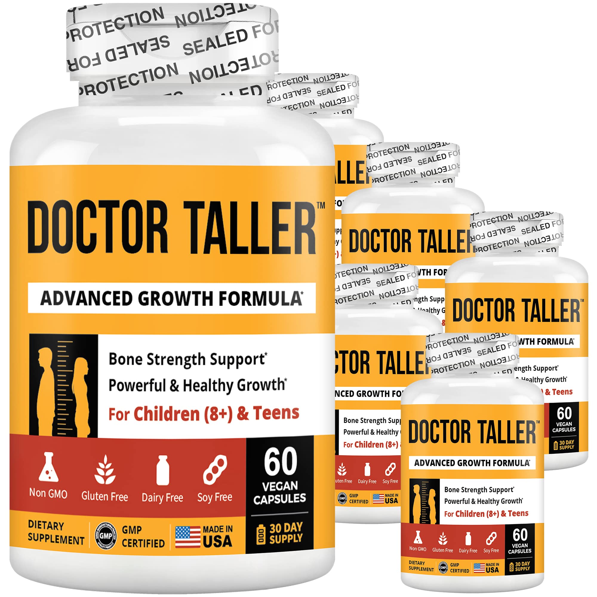 NuBest Doctor Taller - Height Growth Formula - Supports Height Growth and Immunity - Keto with Calcium, Vitamin D3, Vitamin K2, Amino Acids & Herbs for Children (8+) - 6 Pack | 6 Month Supply
