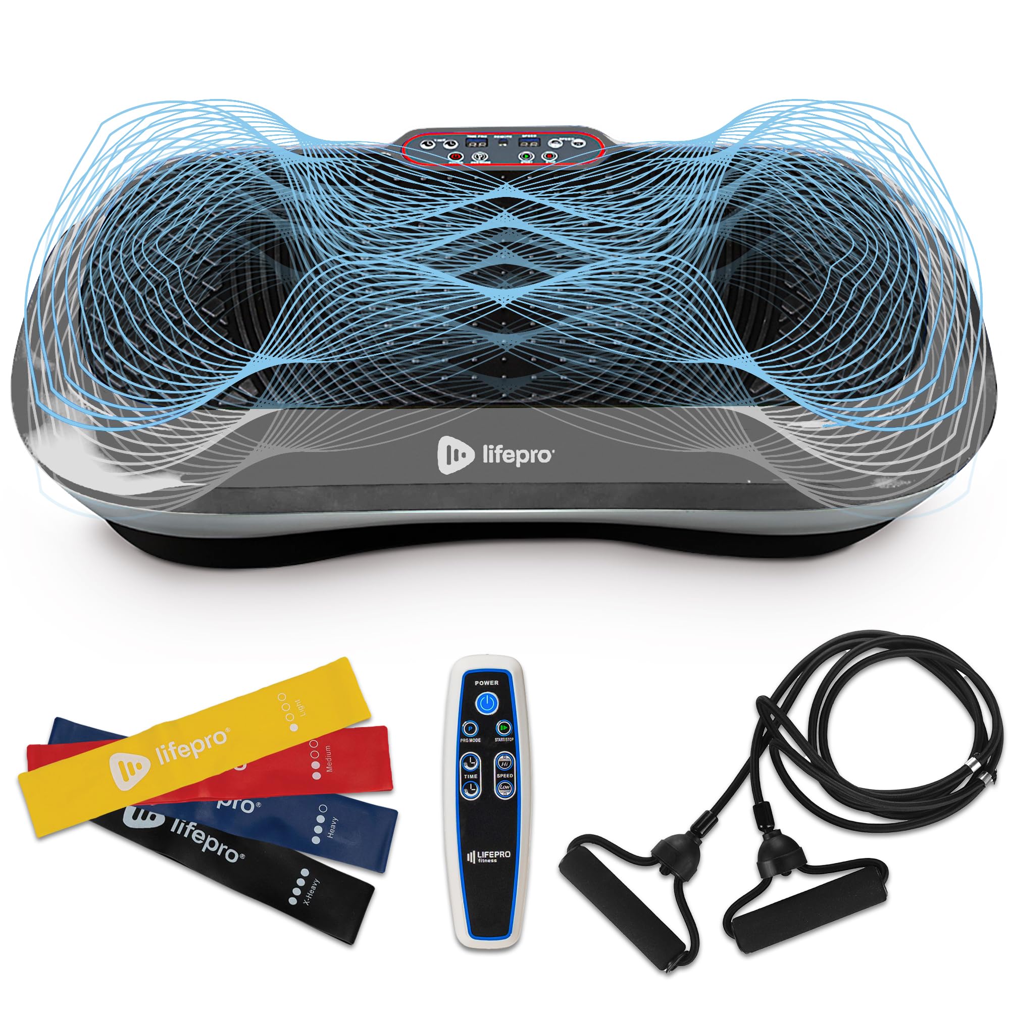 Lifepro Waver Vibration Plate Exercise Machine – High-Intensity Vibration for Muscle Activation, Full-Body Workout Vibrating Platform with Loop Bands, Fitness Equipment for Strength Toning & Fat Loss