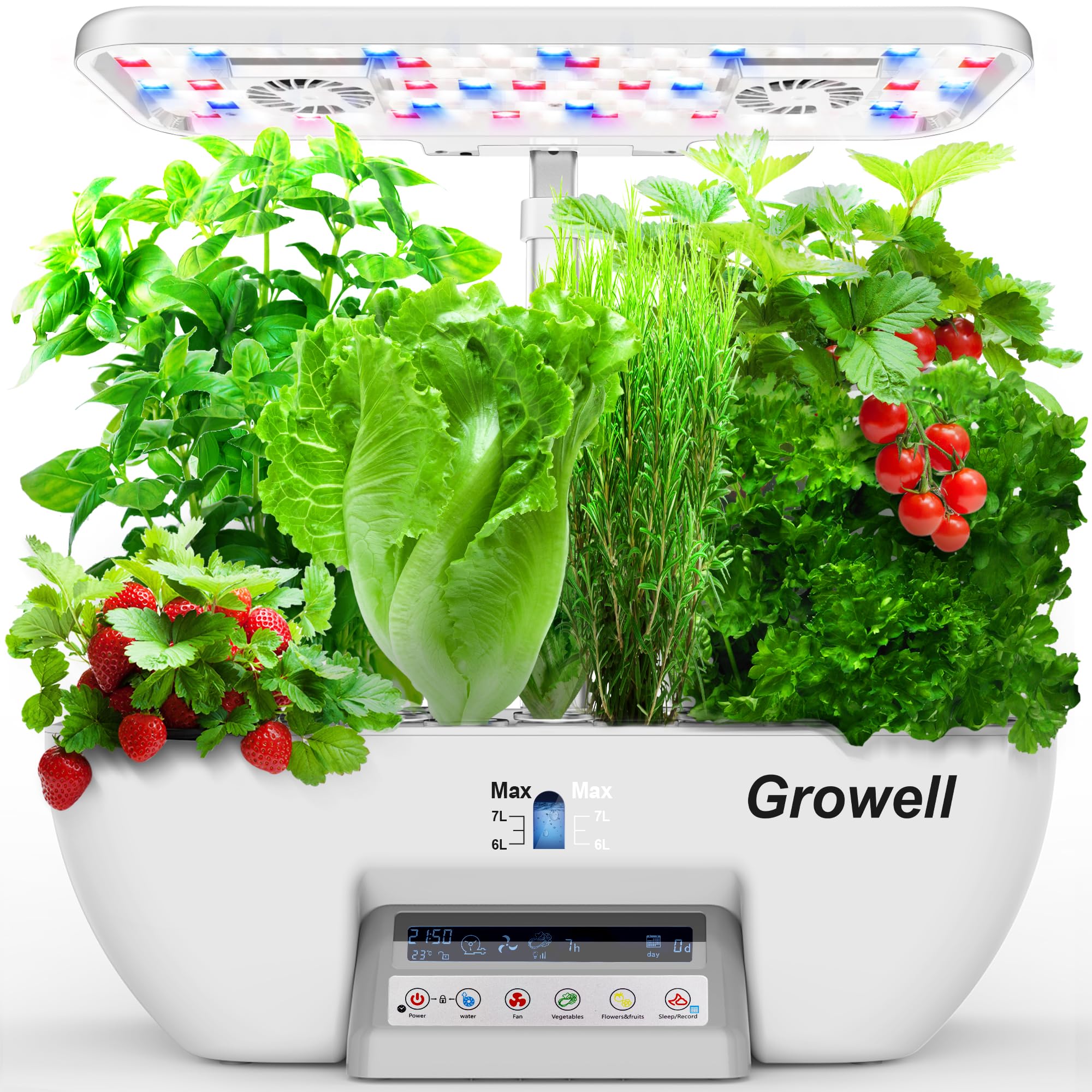 Hydroponics Growing System Kit, 17 Pods Herb Garden with 102 28W Full-Spectrum Grow Lights & 2 Fans, Indoor Garden with Water Pump, 10L Water Tank, Auto Timer, Height Adjustable (White & Grey)