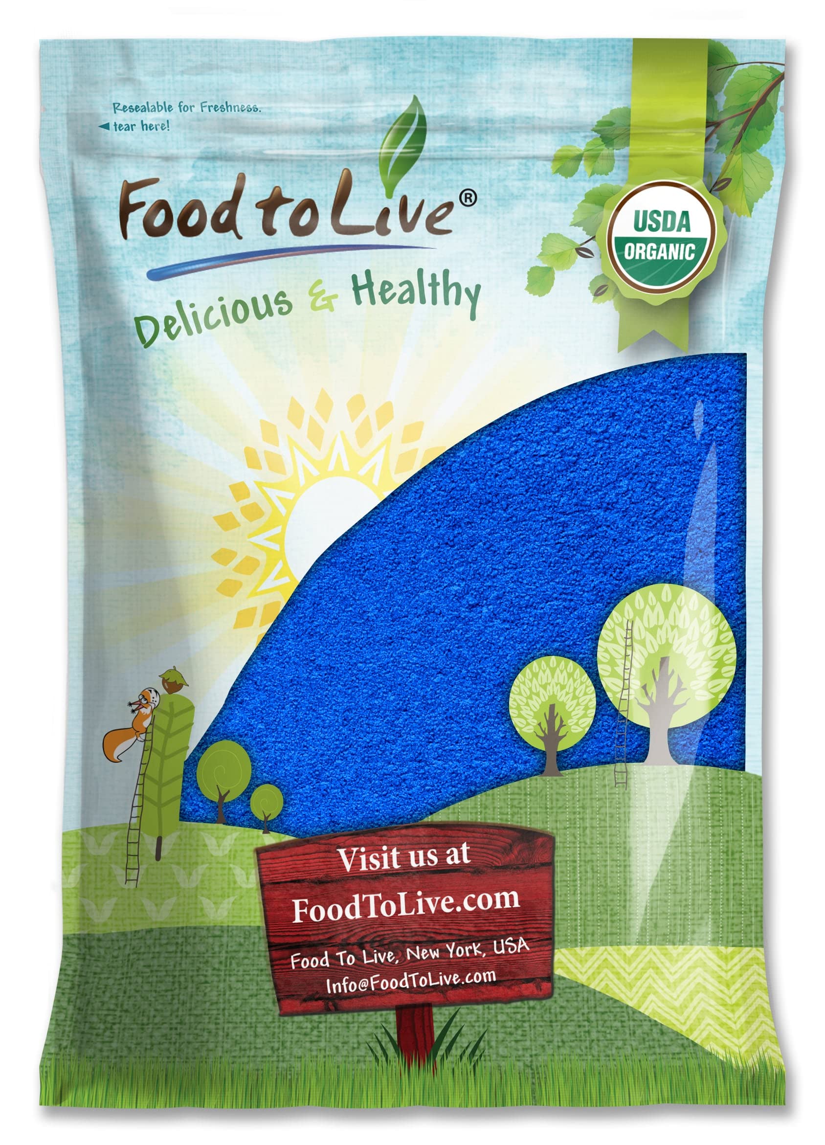Food to Live Organic Blue Spirulina Powder, 8 Pounds – Non-GMO, Pure Raw Blue-Green Algae Extract, Vegan, Non-Irradiated, Great for Juices, Smoothies, Shakes, Drinks, and Food Coloring