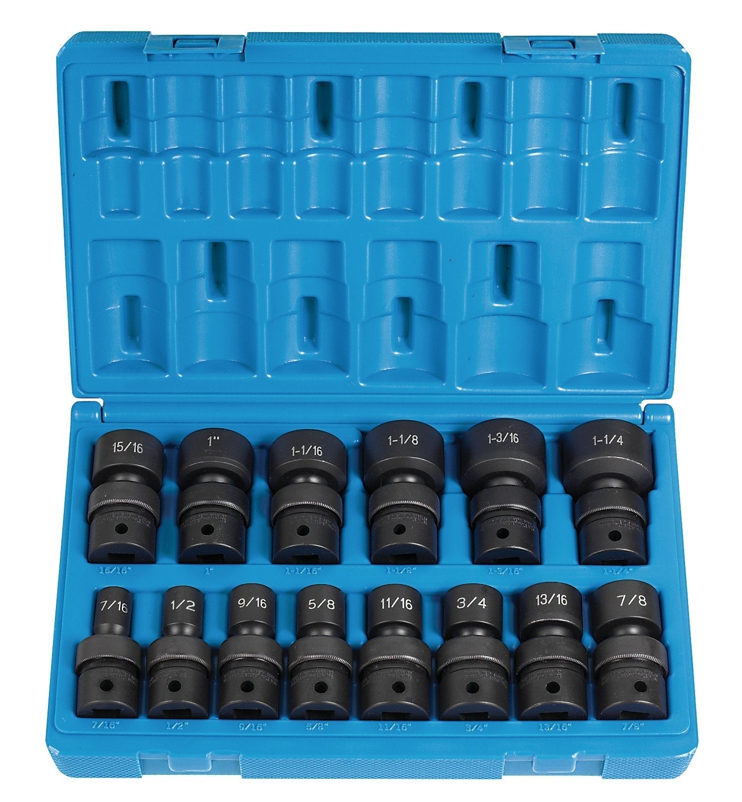 Grey Pneumatic (1314U) 1/2" Drive 14-Piece Standard Length Fractional Universal Socket Set