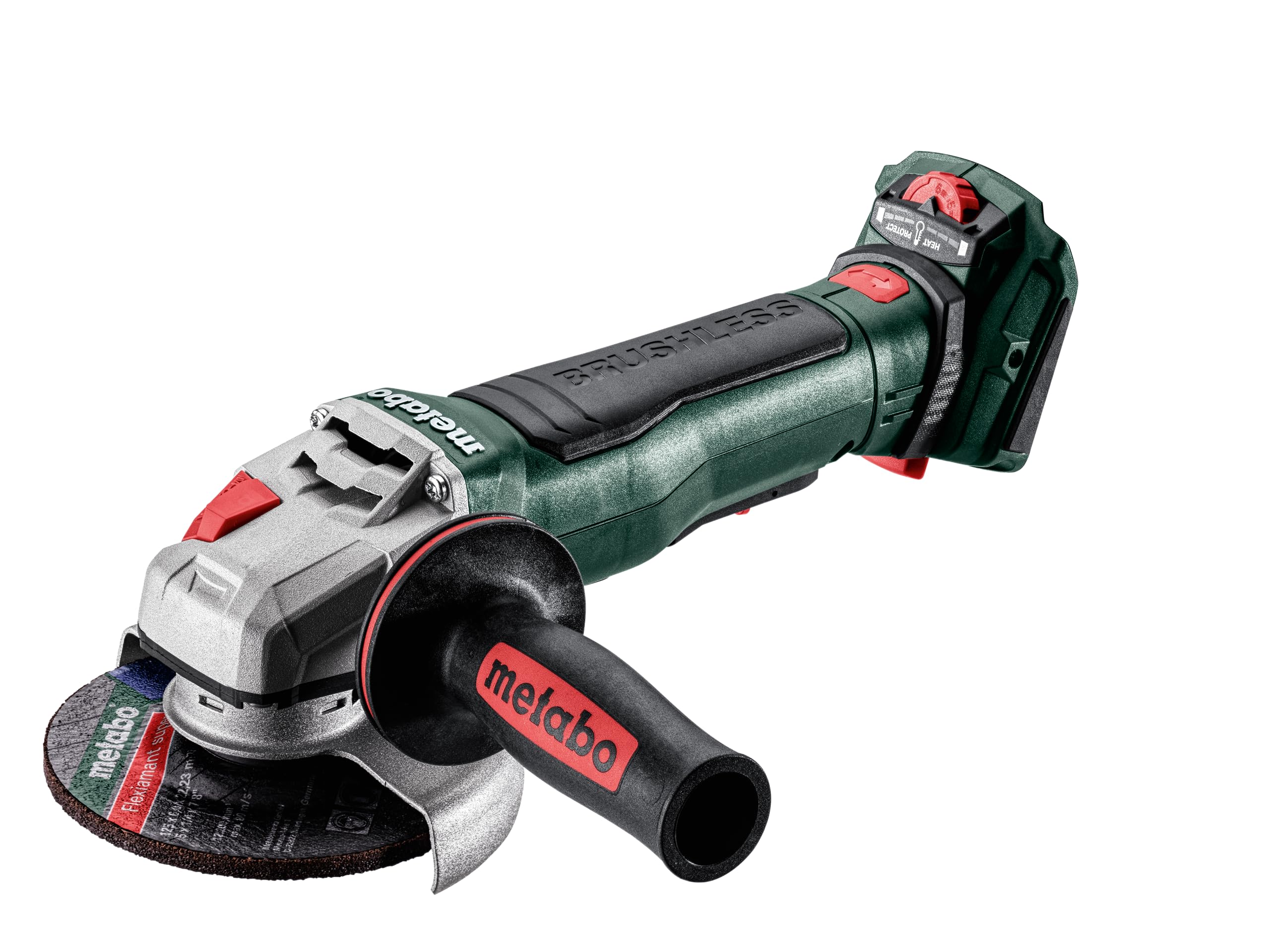 Metabo 18V Cordless 4-1/2-Inch / 5-Inch Grinder | Tool Only - No Battery | Variable Speed | Brushless | Safety Features: Mechanical Safety Clutch, Brake, Paddle Switch | WVPB 18 LT BL 11-125 Quick