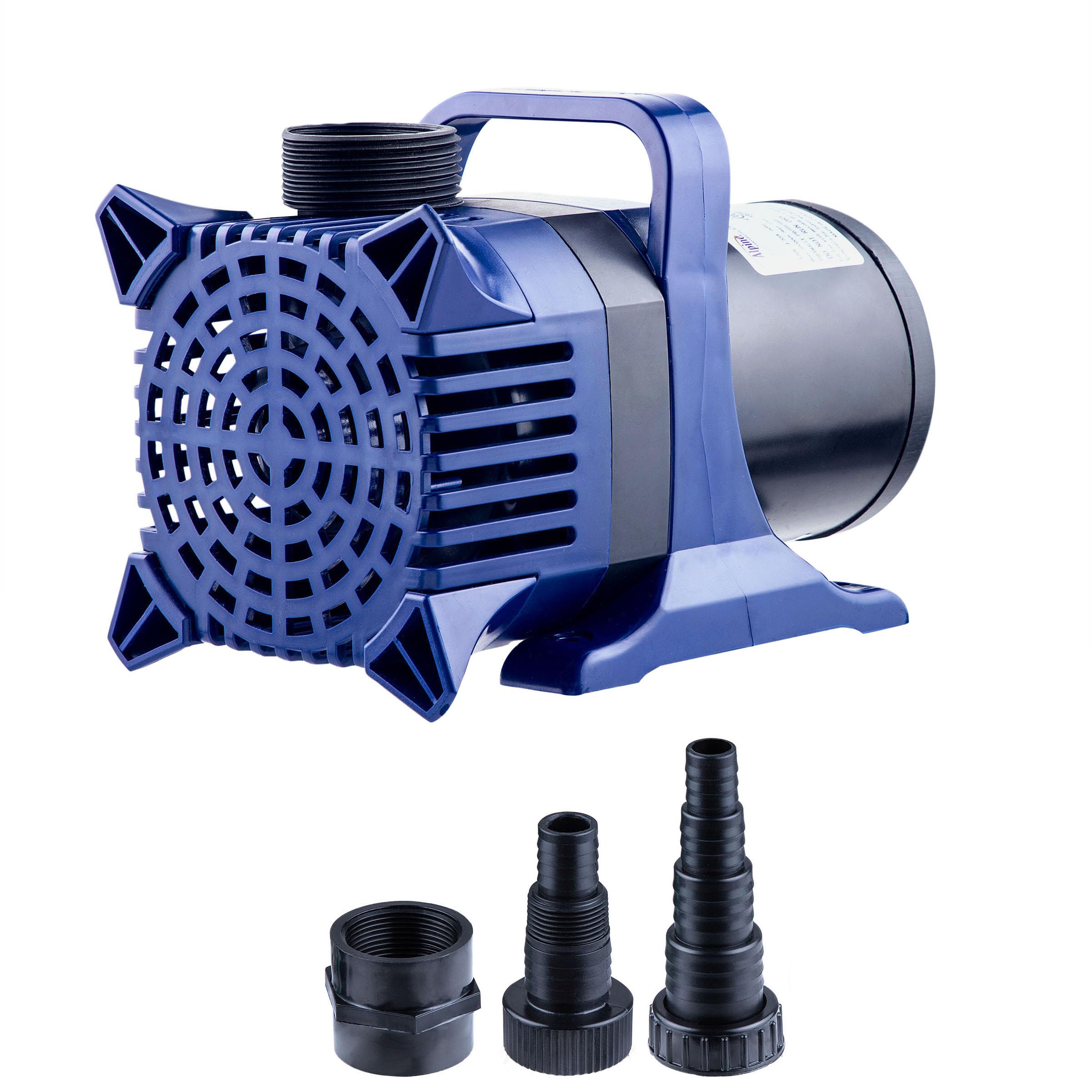 Alpine Corporation 6550 GPH Submersible Water Pump with 33 FT Cord and Adapters for Ponds, Fountains, Waterfalls, and Water Circulation, 456 Watts 26 FT Lift Quiet Operation Vertical/Horizontal