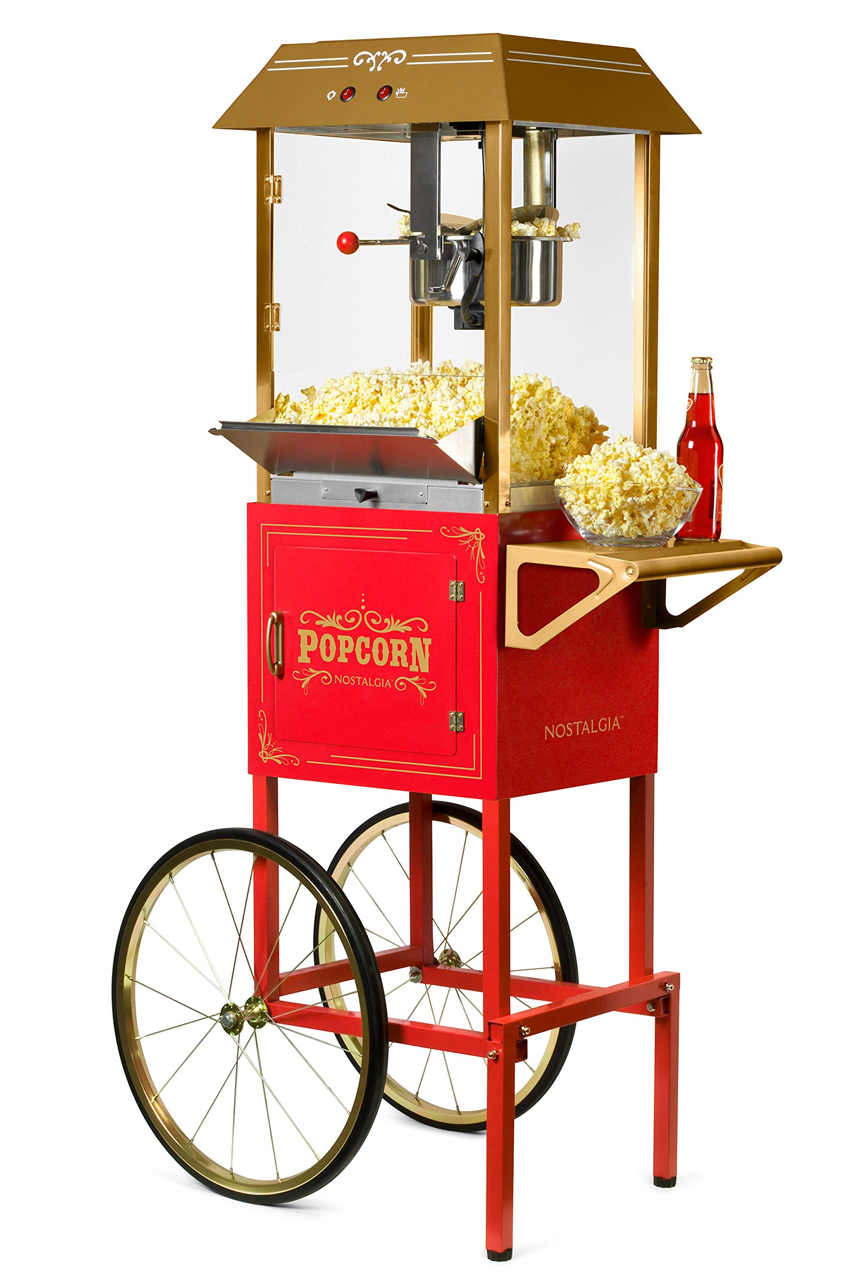 Nostalgia Popcorn Maker Machine - Professional Cart With 10 Oz Kettle Makes Up to 40 Cups - Vintage Popcorn Machine Movie Theater Style - Red
