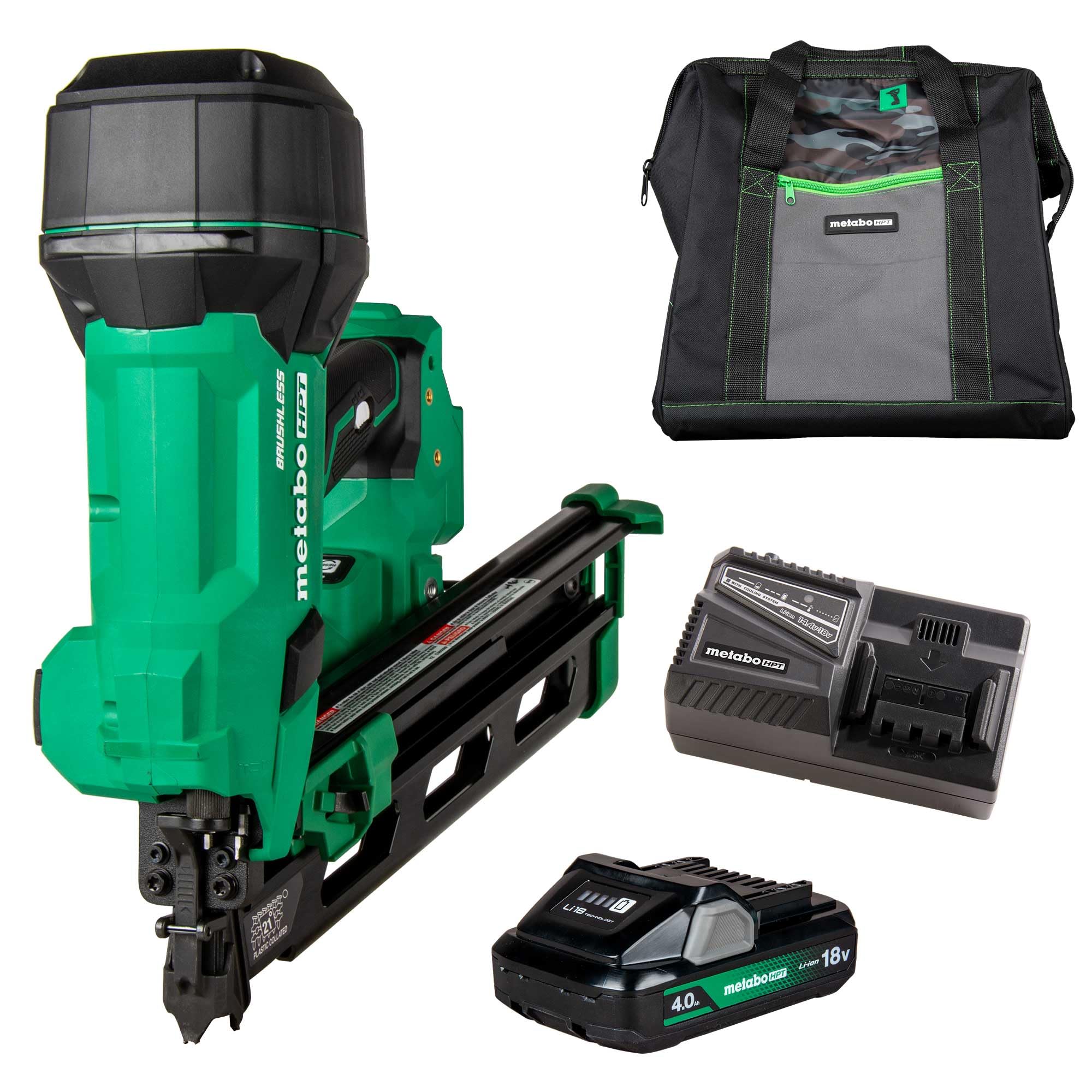 Metabo HPT Cordless Framing Nailer, 18V - 4.0 Ah, MultiVolt™, 21 Degree, 3-1/2-Inch Plastic Strip Nails, NR1890DRA