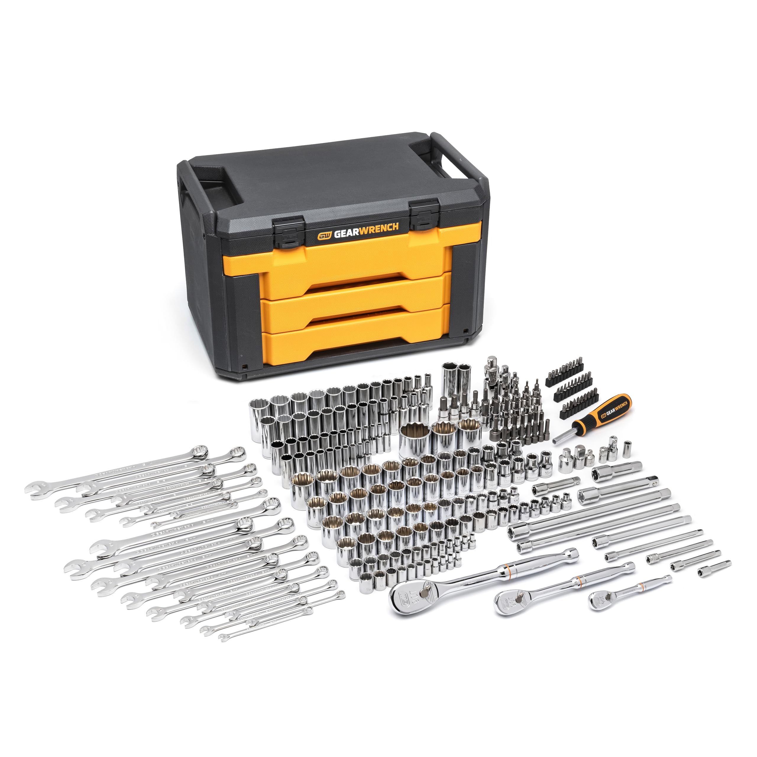 GEARWRENCH 243 Pc. 12 Pt. Mechanics Tool Set in 3 Drawer Storage Box - 80972