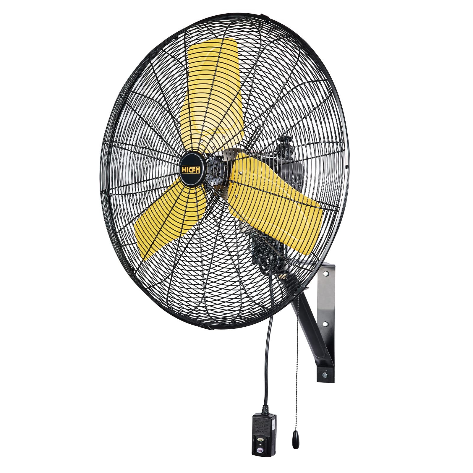 HiCFM 24" Oscillating Wall Fan, 8900 CFM High Velocity Industrial Wall Mounted Heavy Duty Shop Fans with 3 Speed Settings 80° Oscillation for Outdoor Commercial Garage Warehouse workshops Factory
