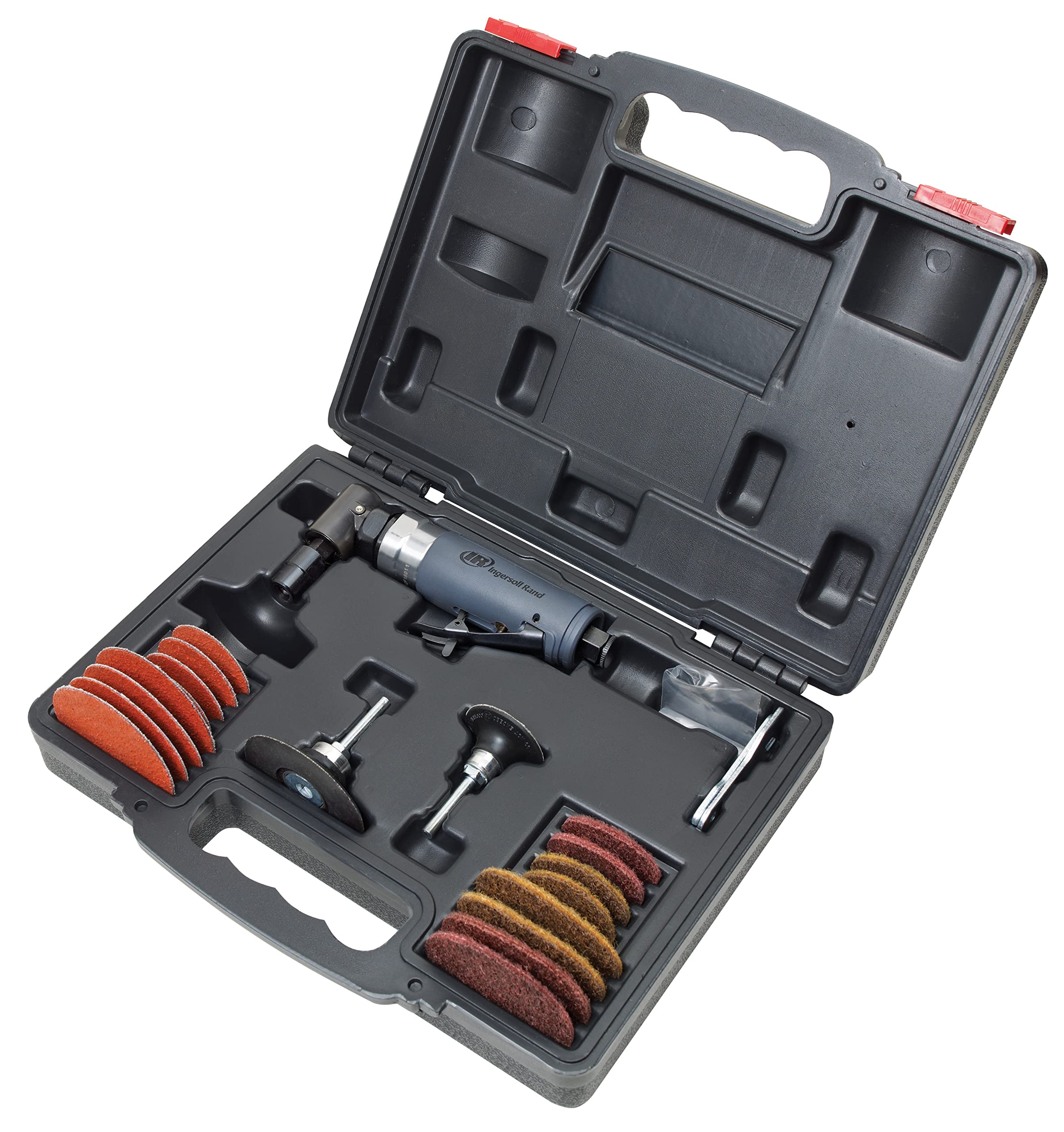 Ingersoll Rand 302BK Angle Air Die Grinder 2" & 3" Pad Kit, 20,000 RPM, 0.33 HP, 1/4" Collet, Rear Exhaust