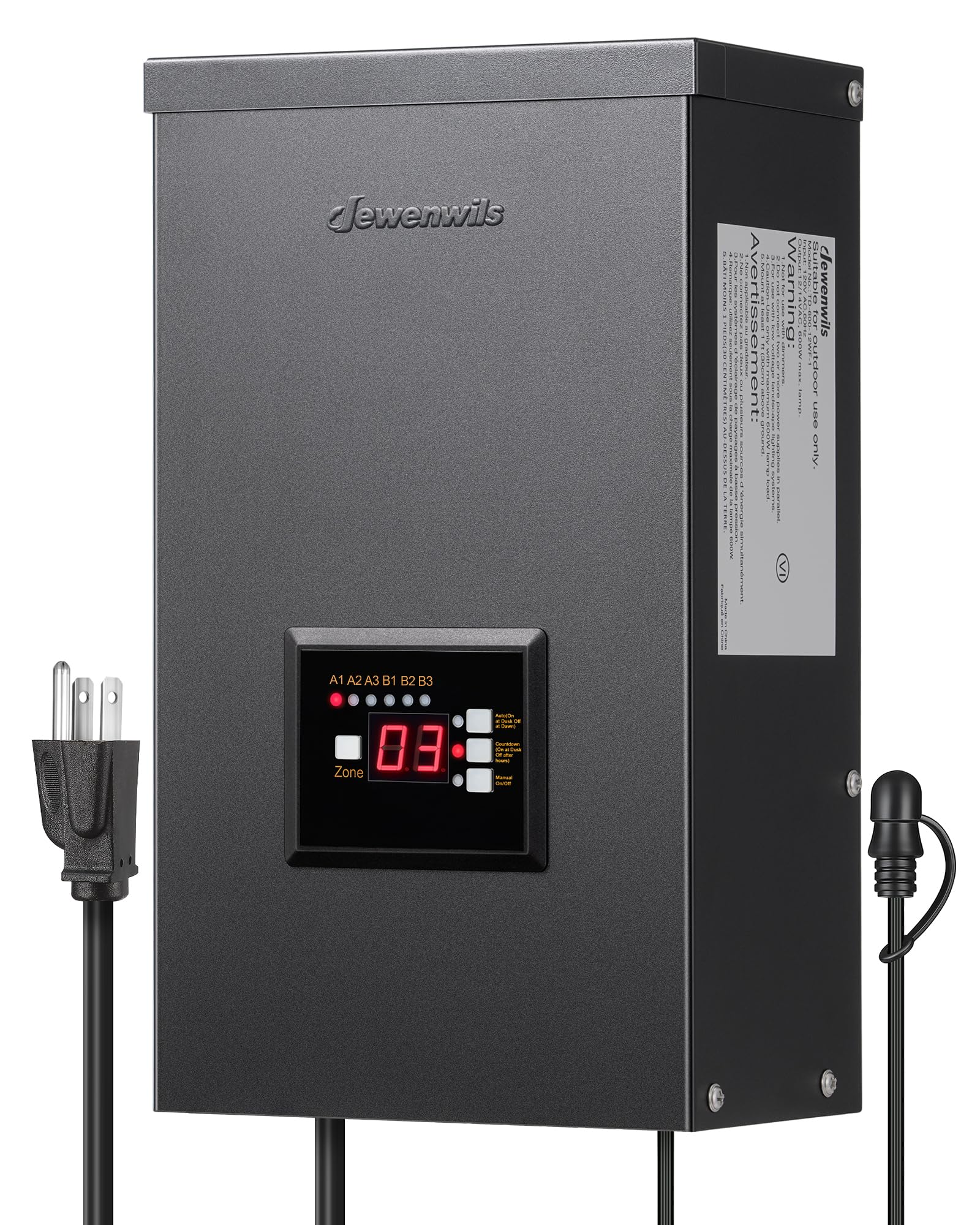 DEWENWILS 600W Low Voltage Landscape Transformer, 6 Independent Outputs, Outdoor Waterproof 12 Volt Transformer with Photocell & Timer, 120V to 12V/14V AC, Multi Zone Landscape Lighting Transformer…