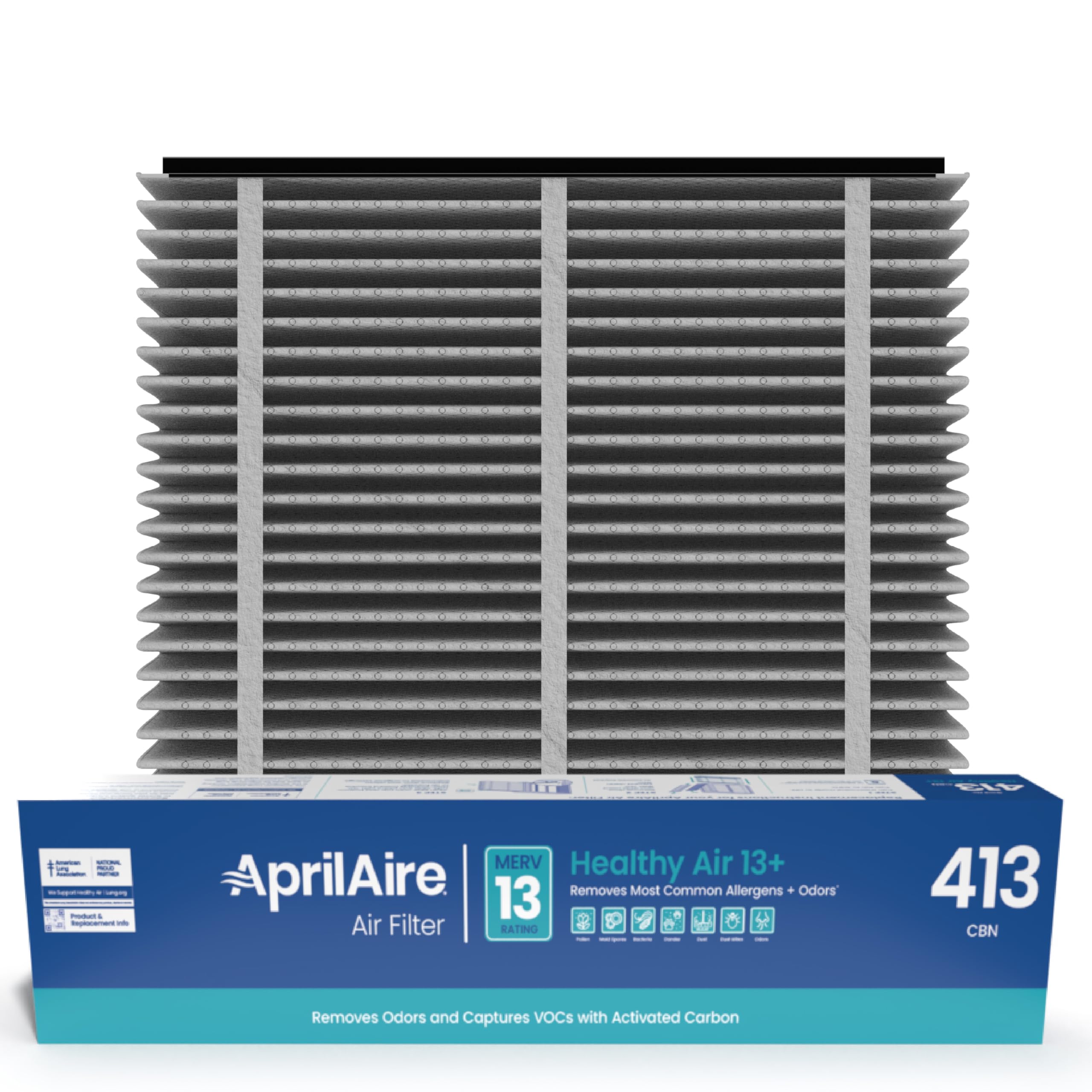 AprilAire 413CBN Replacement Filter for AprilAire Whole House Air Purifiers - MERV 13 with Carbon, Healthy Home Allergy + Odor Reduction, 16x25x4 Air Filter (Pack of 2)