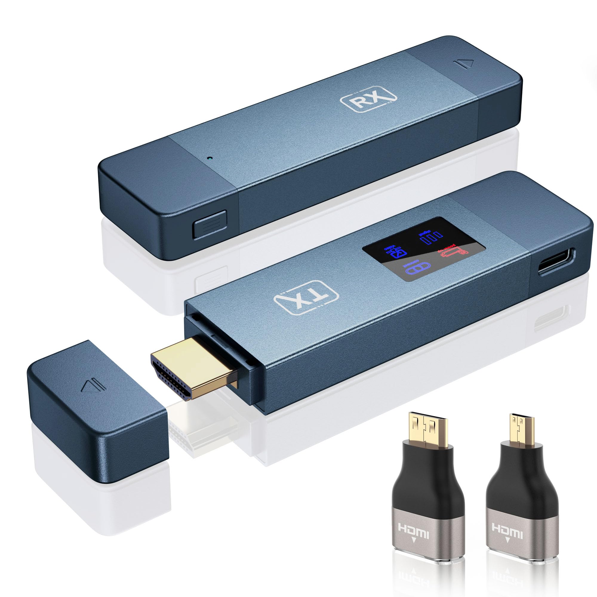 Wireless HDMI Transmitter and Receiver, Plug and Play Portable 2.4G/5G Wireless HDMI Extender Kit for Video and Audio Streaming to Monitor from Laptop/PC/TV Box/Projector