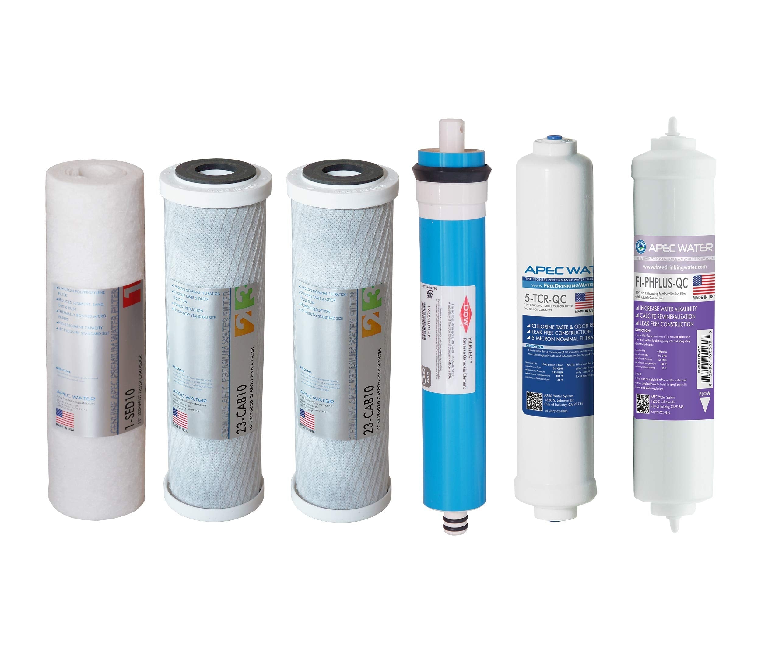 APEC 90 GPD Complete Replacement Filter Set for Ultimate Series Alkaline Reverse Osmosis Water Systems (Filter-MAX-PH)