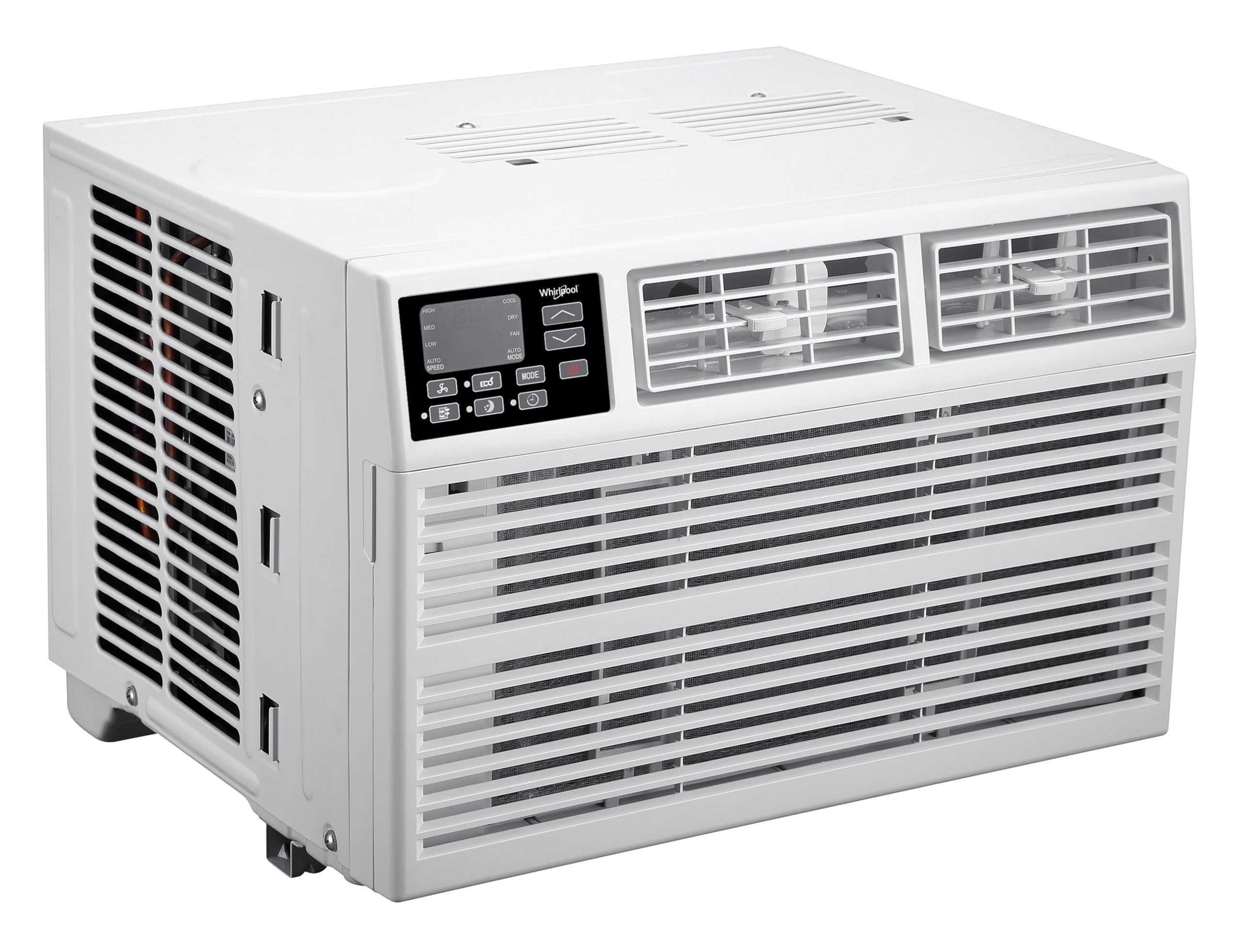 Whirlpool WHAW101CW 10,000 BTU Air Conditioner with Dehumidifier, 115V, Window AC 450 Sq. Ft, Living Room, Bedroom, or Kitchen, with Remote Control, Digital Display, and 24H-Timer, Bright White