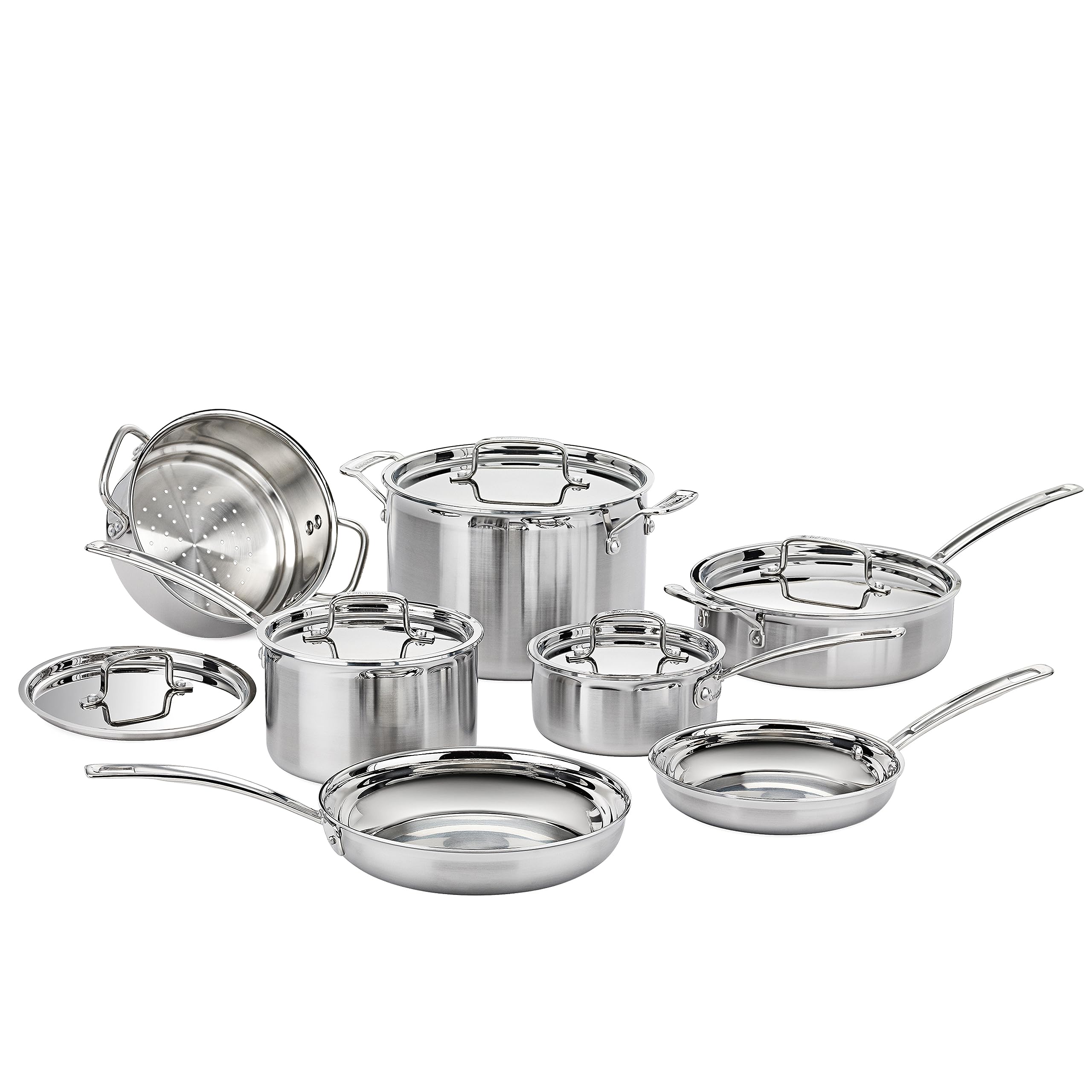 CUISINART MCP-12NCC MultiClad Pro Stainless Steel 12-Piece Cookware Set, Silver