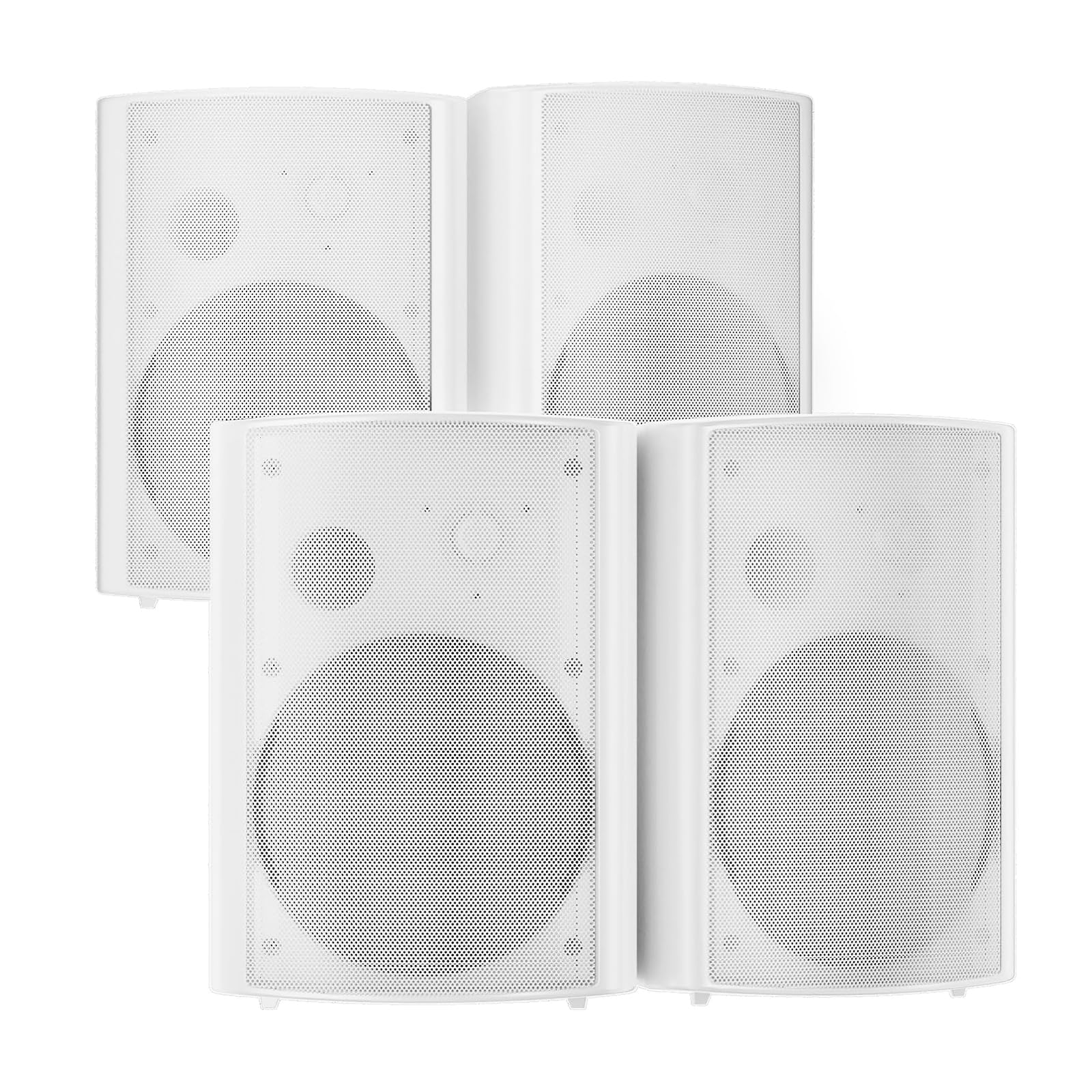 STUDIOFINIX 800W 6.5 Inch Bluetooth Outdoor Speakers Waterproof Wired with Multifunctional Amplifier Wall Mount Weatherproof Loudspeaker System for Patio Garden Poolside Home(4 Speakers,White)