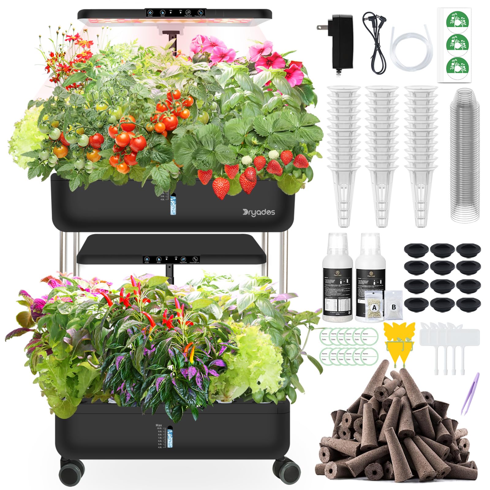 Hydroponics Growing System Indoor Garden - DRYADES 44 Pods Herbs Garden Kit Indoor with LED Grow Light Grow Anything Plants Germination Kit (No Seeds) Harvest Vegetable Lettuce for Home Kitchen