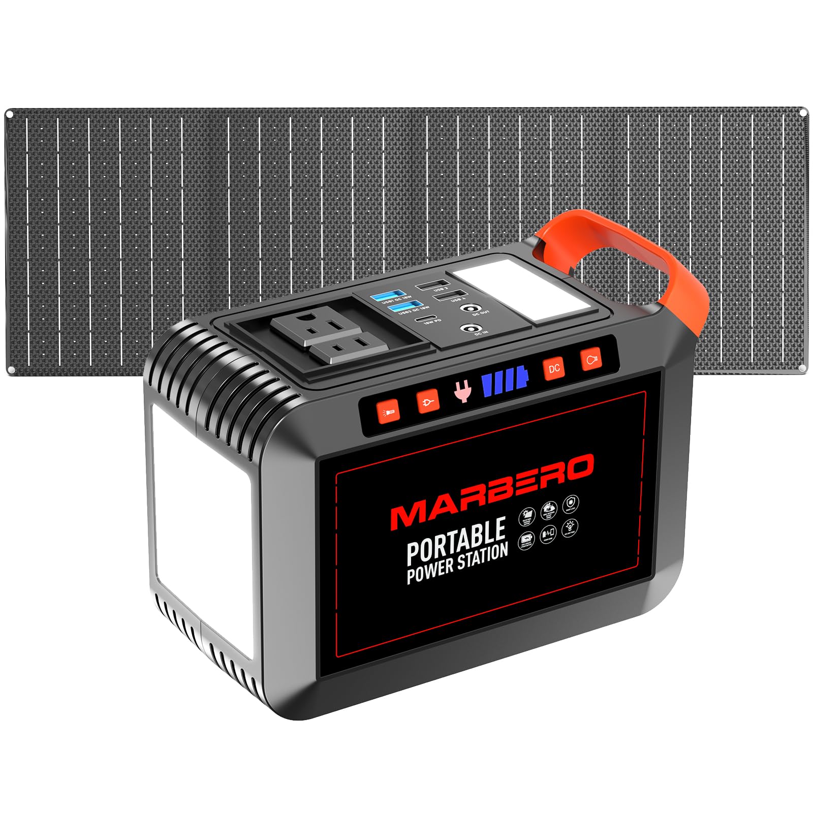 MARBERO 148Wh Solar Generator with Solar Panel Included Portable Power Station 200W with Foldable Solar Panel 40W Set for Camping Outdoor Hiking Fishing Emergency