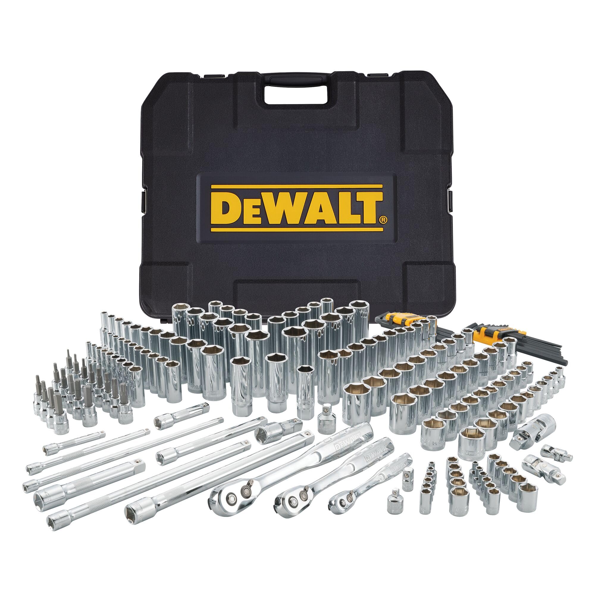 DEWALT Mechanics Tool Set, SAE and Metric, 1/2, 1/4, 3/8 Drive Sizes, 192-Piece (DWMT75049)