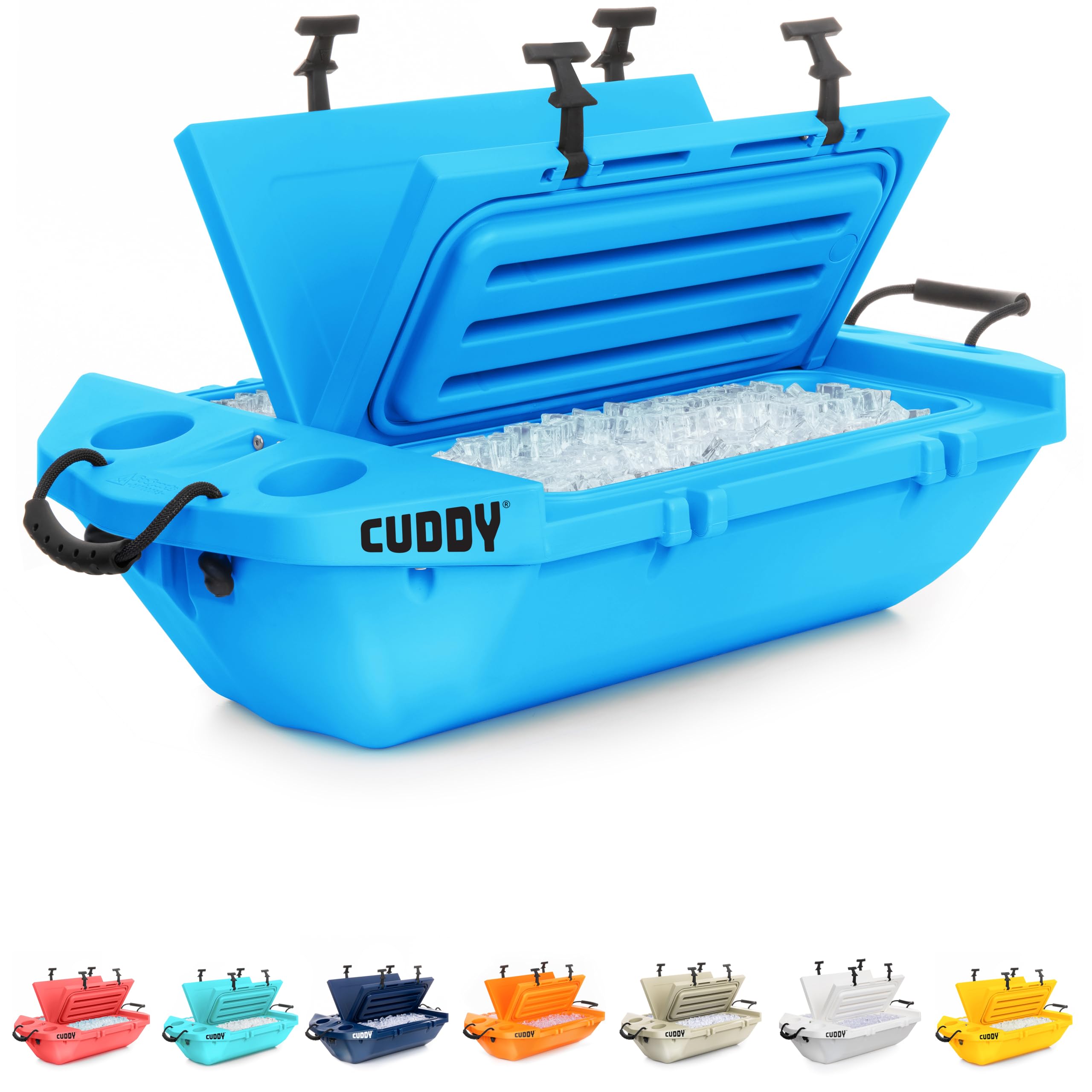 Cuddy Floating Cooler and Dry Storage Vessel for Land & Water – 40QT– Great for River, Beach, Kayak, Pool, & Lake - Glacier Blue