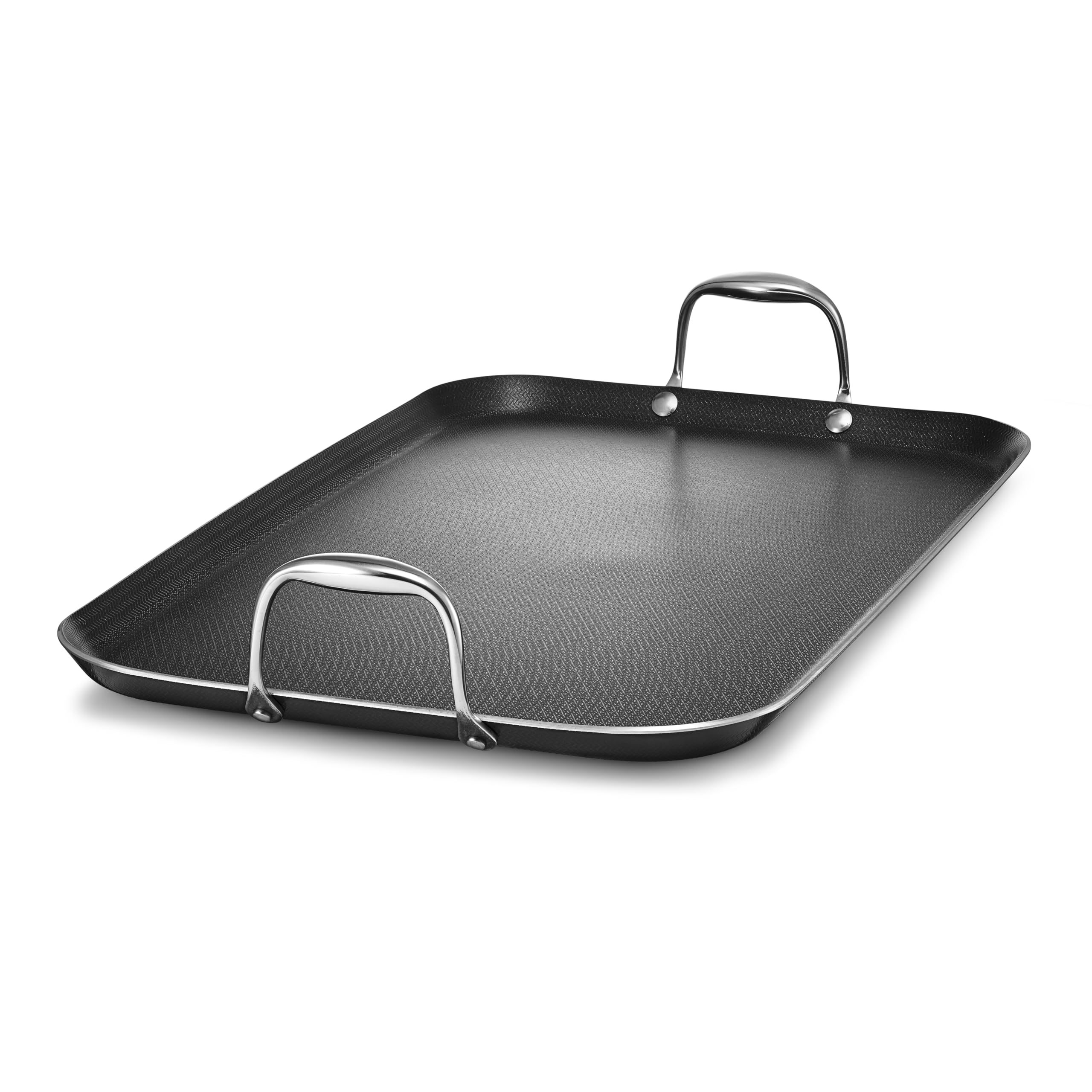 HexClad Hybrid Nonstick Double Burner Griddle, Stay-Cool Handles, Dishwasher-Friendly, Oven-Safe Up to 900°F, Induction-Ready, Compatible with All Cooktops