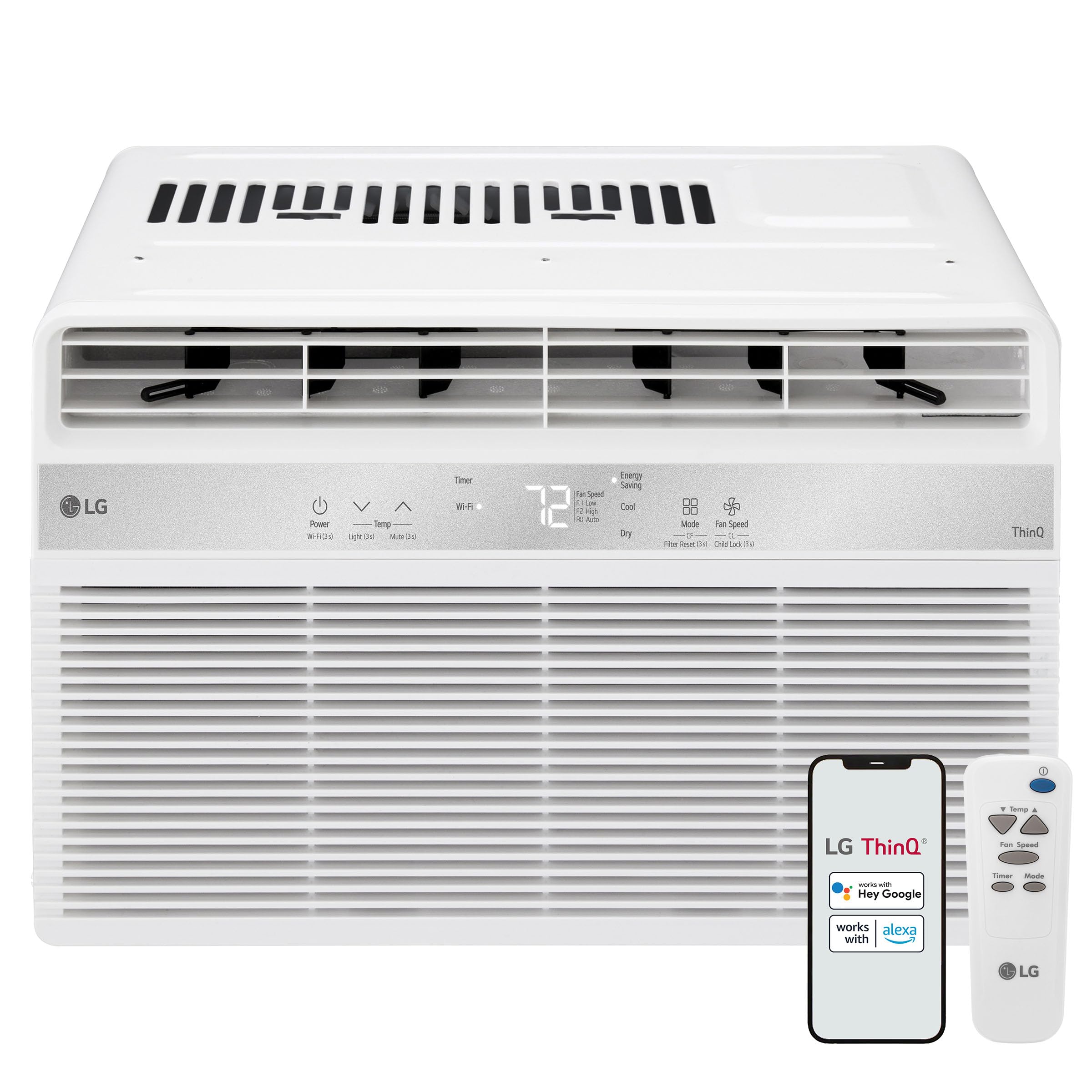 LG LW8024RSMX Window Conditioner, Wi-Fi Enabled w/Remote, 350 Sq.Ft, 4-Way Air Deflection, 3 Cooling and Fan Speeds, 115V, 8,000 BTU, White