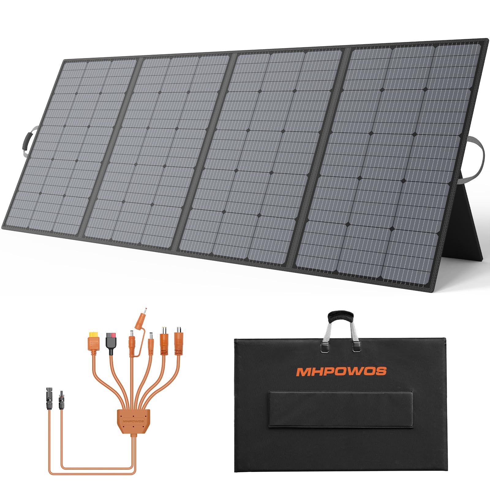 MHPOWOS 400W Portable Solar Panel, Lightweight Foldable Solar Panels Complete with an Adjustable Kickstand, IP67 Waterproof Solar Charger for Outdoor Camping, Portable Power Station, Motorhome, RV