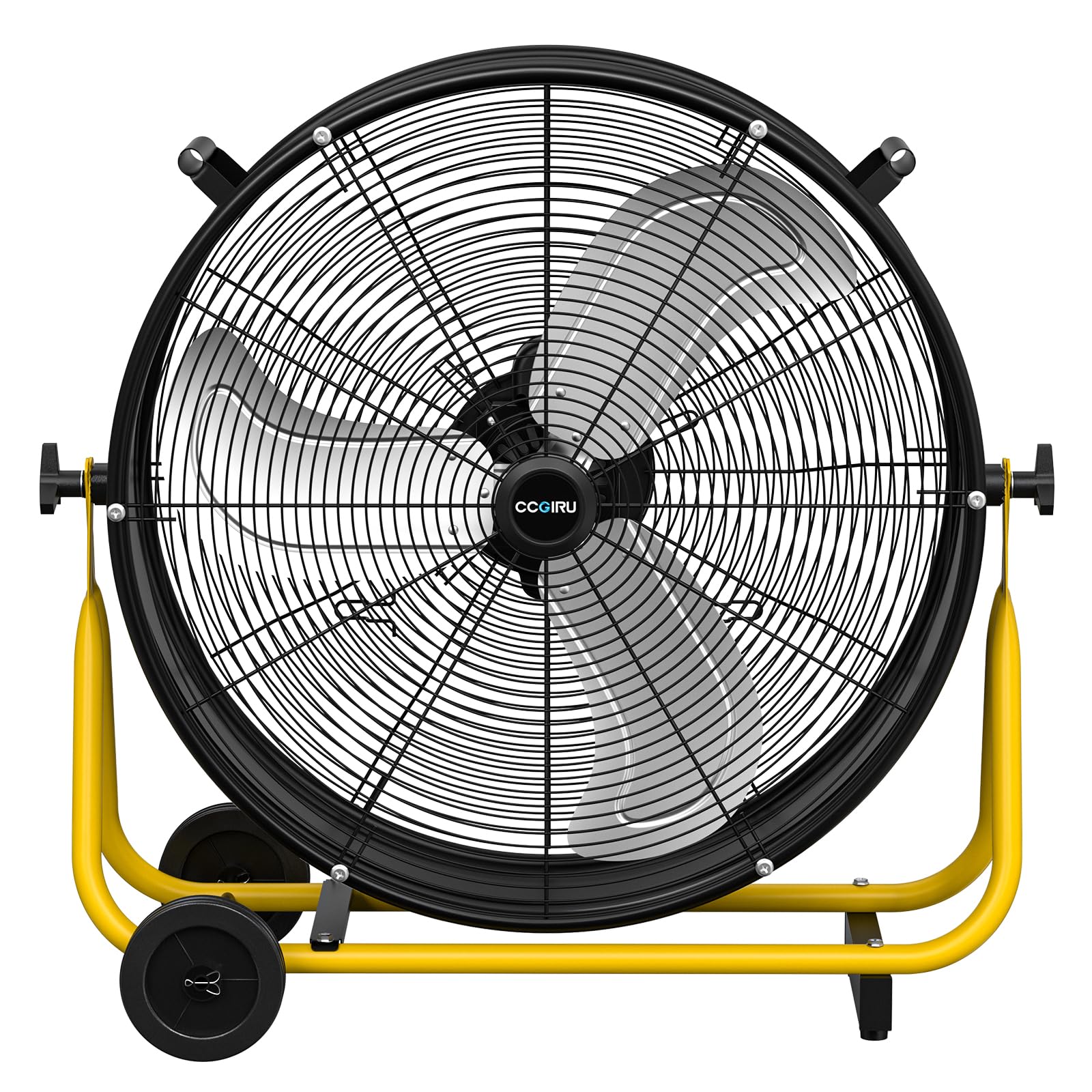 CCGIRU 24" High Velocity Industrial Drum Fan, 8800 CFM 3-Speed Heavy Duty Metal Air Circulator with Casters Handle for Warehouse, Workshops, Garage, Factory and Basement - UL Listed