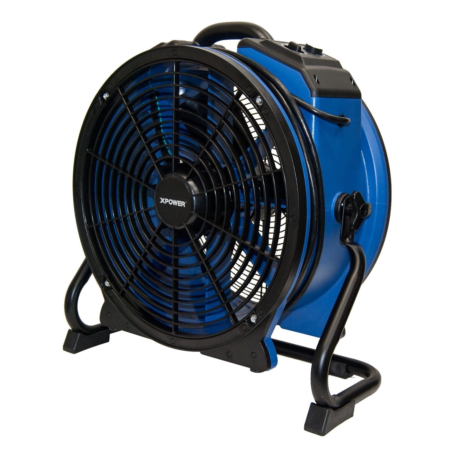 XPOWER X-48ATR Axial Fan — Heat-Resistant High-Velocity Industrial Utility Blower Fan — Sealed Motor w/ Power Outlets, Timer & Speed Control, Blue