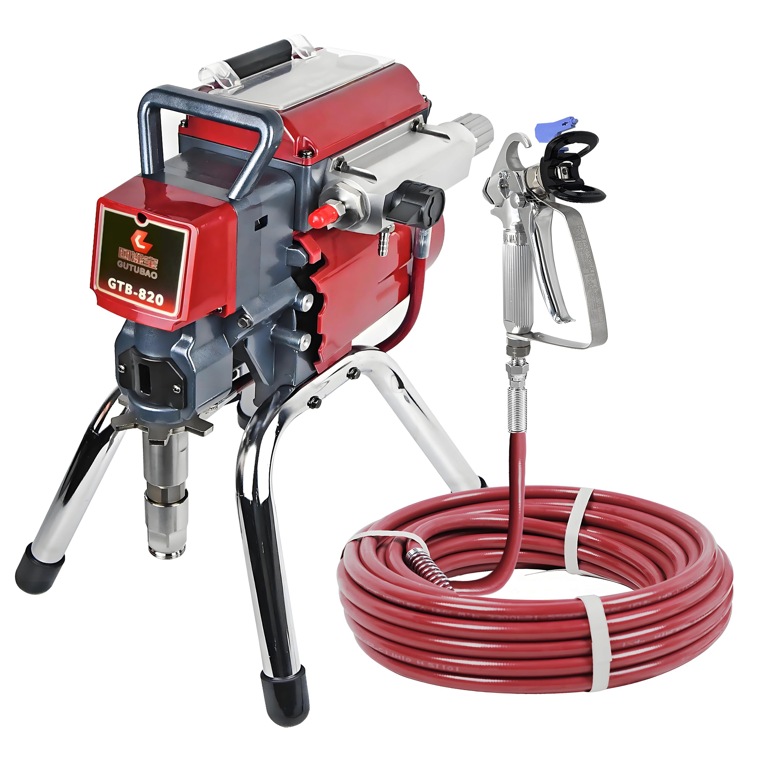 GTB 820 Airless Paint Sprayer Kit, High Pressure Spraying Equipment for Interior & Exterior House Painting, 3300 PSI 0.52 GPM Electric Sprayer for Daily Use on Residential Jobs - Commercial & DIY