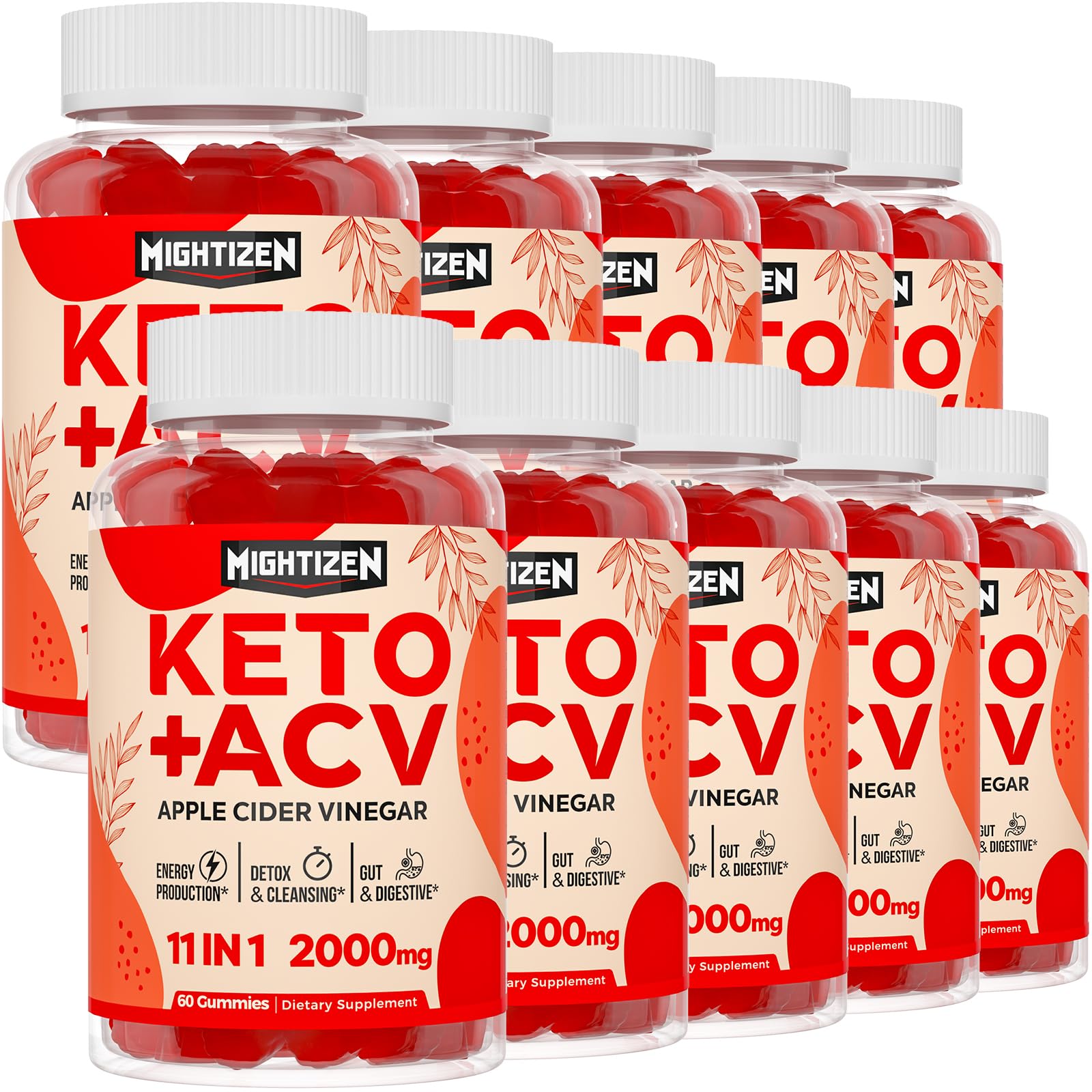 Apple Cider Vinegar Gummies, Max Strength Keto ACV Gummies with Green Tea, Probiotics, B12 & B6, Keto Support, ACV Gummies for Metabolism, Digestion, Gut & Immune, Vegan & Non-GMO, 10 Packs