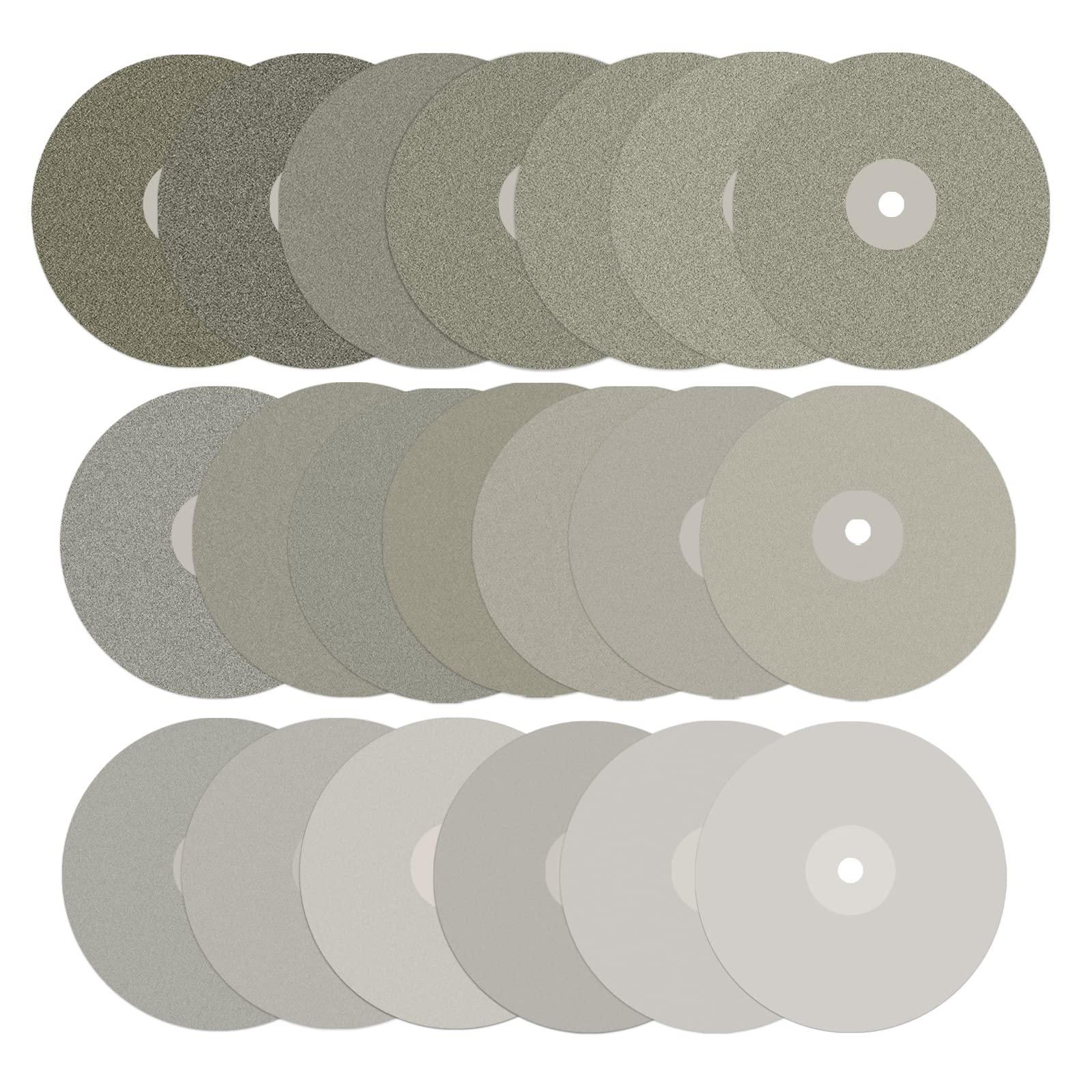 DZQ 19PCS Diamond Flat Lap Wheel Disc 8" x 1/2" Arbor Hole Abrasive Grit 50 60 80 100 120 150 180 240 260 320 400 600 800 1000 1200 1500 2000 2500 3000 for Cutting or Sanding Stone and Glass