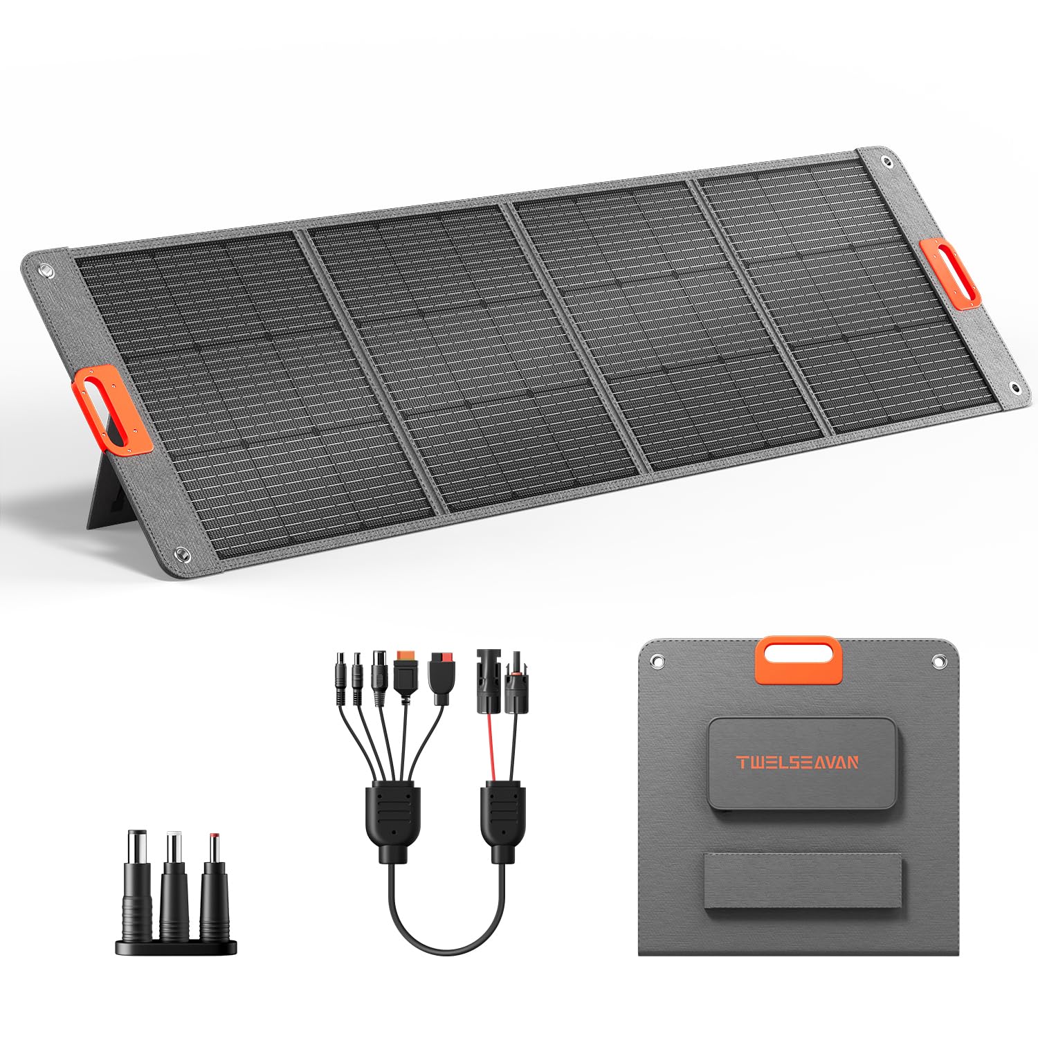 200W Portable Solar Panel for Power Station, 24% High Efficiency ETFE Foldable Solar Panel Charger, QC3.0, Type-C 60W, MC4 Output, IP65 Waterproof, for Outdoor Camping, RV, Emergency Power Supply