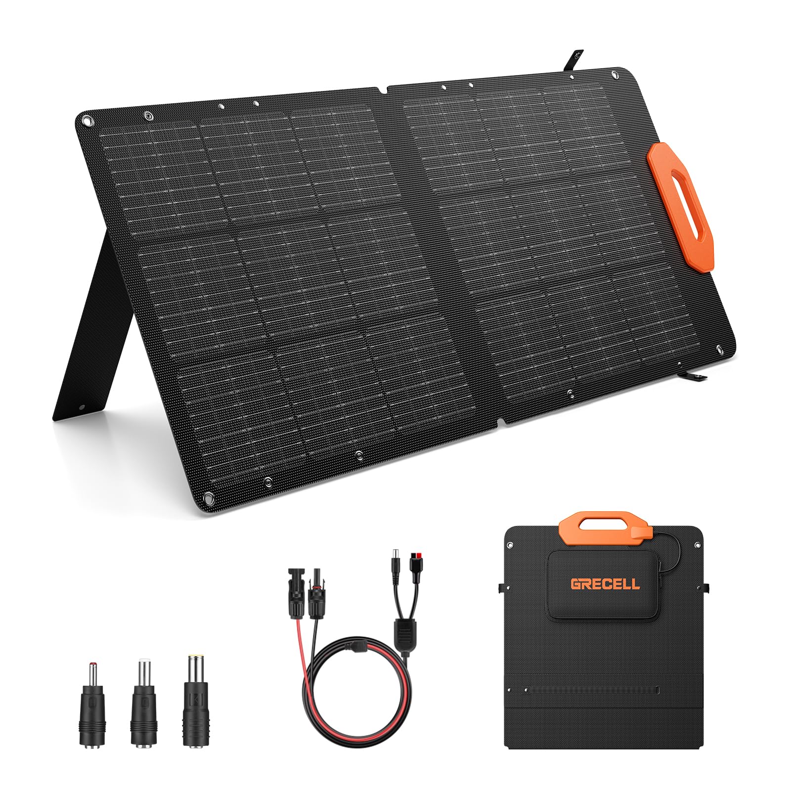 GRECELL 100W Solar Panel for Power Station Generator, 21.5V Portable Foldable Solar Panel with Fast Charger and Adjustable Kickstand Solar Cell Charger for Outdoor Camping RV Van Travel